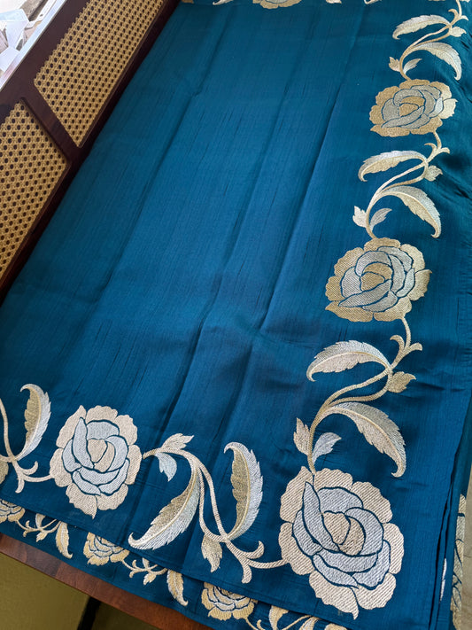 Minimal Semi tussar saree - Blue
