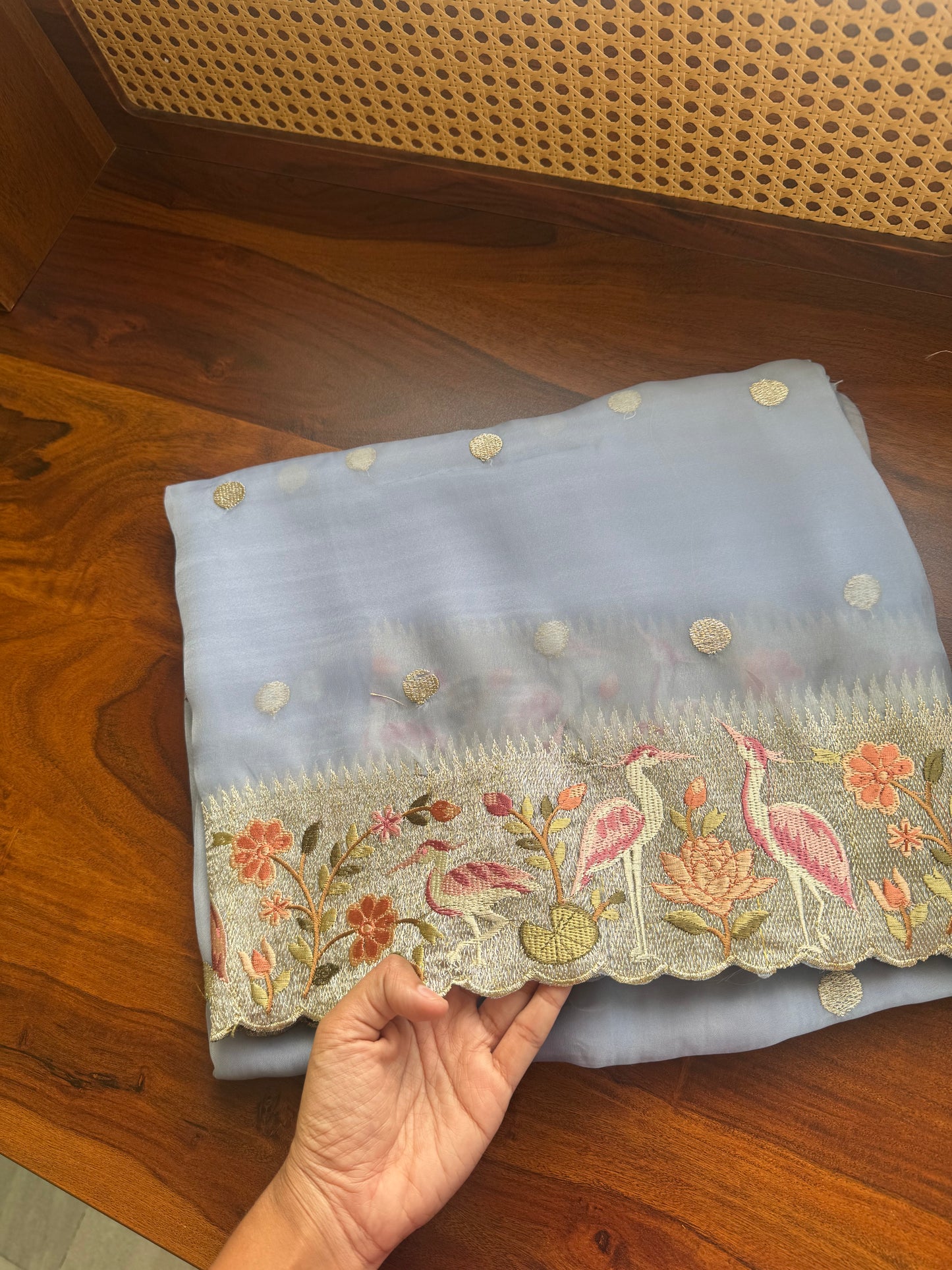 Premium Georgette Saree - Powder Blue