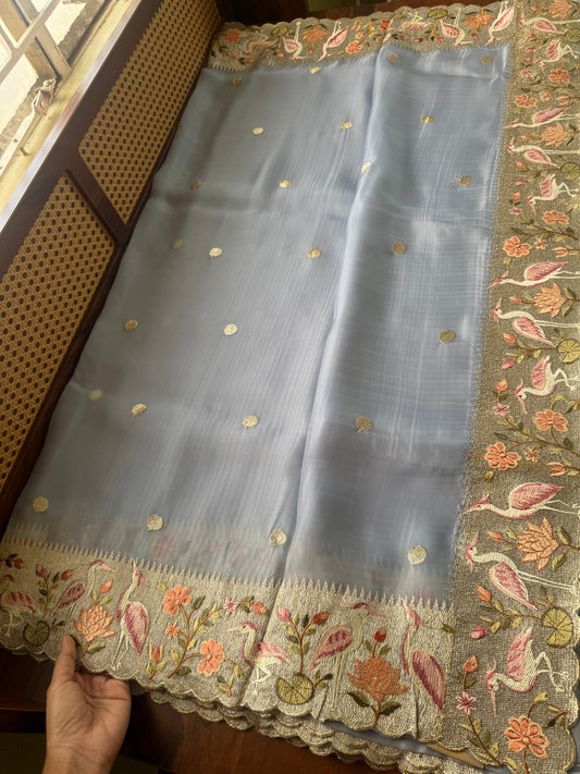 Premium Georgette Saree - Powder Blue