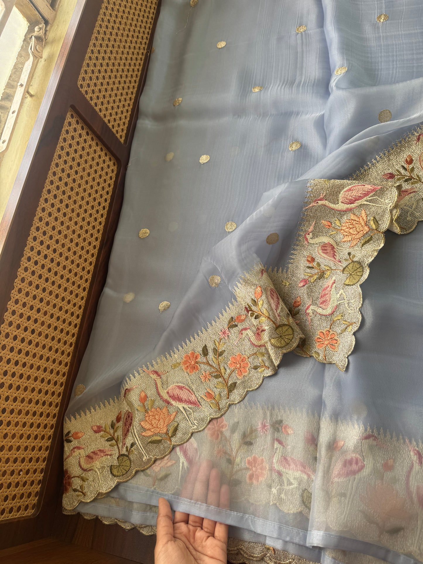 Premium Georgette Saree - Powder Blue