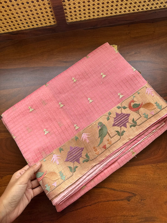 Luxe Kora Organza Saree - Pink