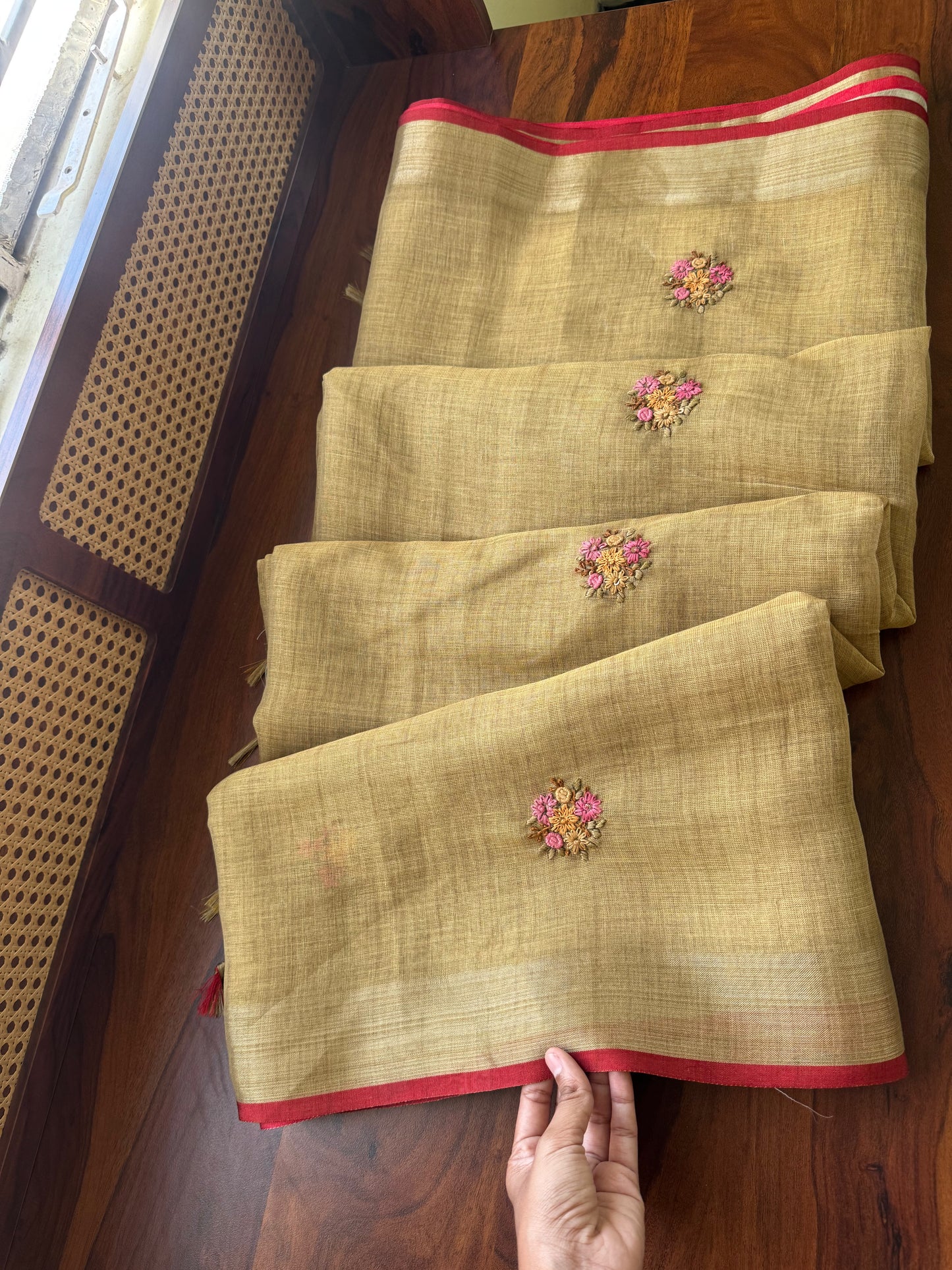 Premium Tissue Linen Sarees - Henna Green