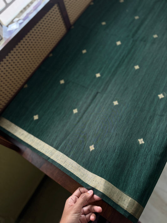Minimal Tussar Georgette Blend Saree - Green