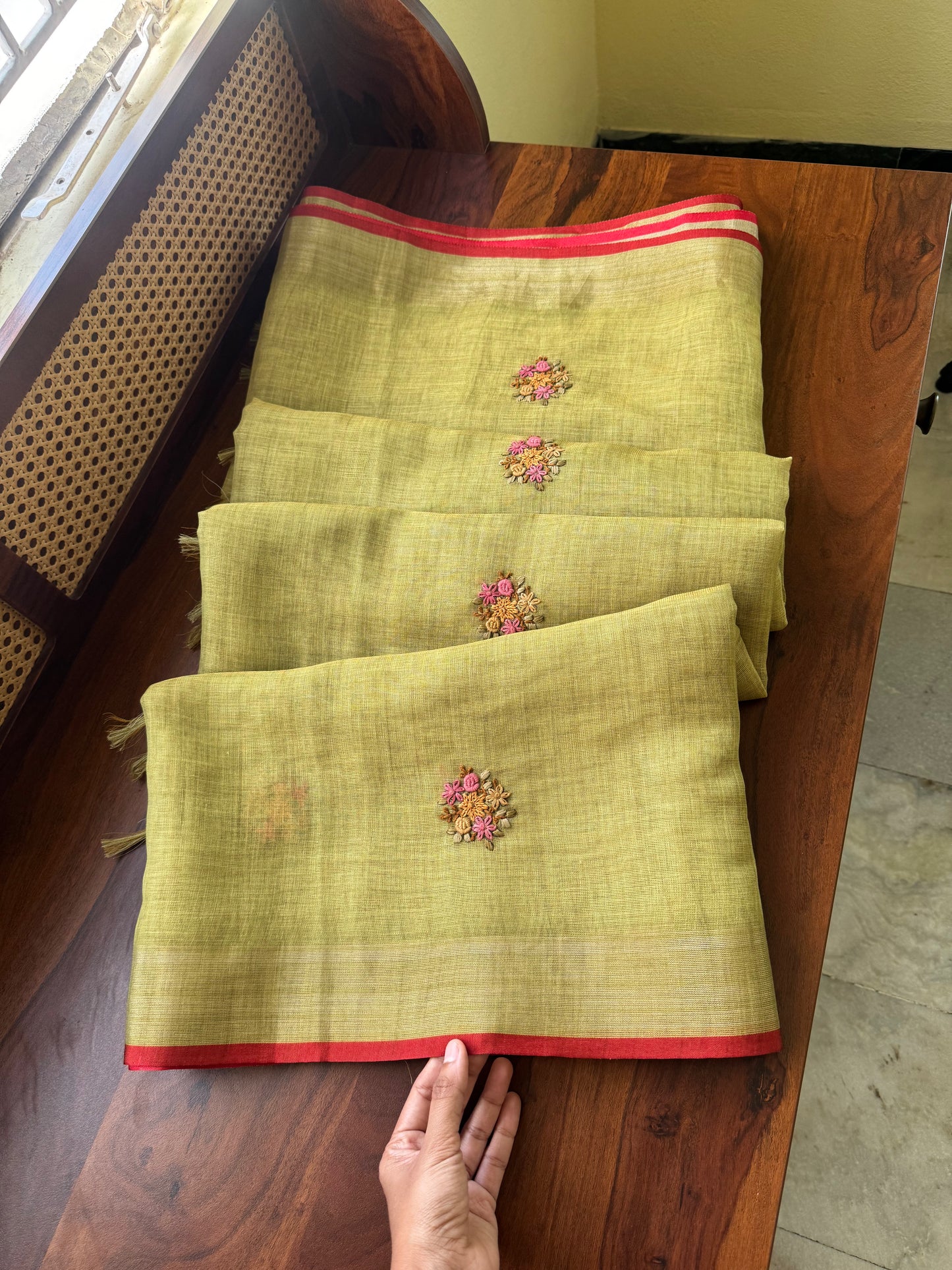 Premium Tissue Linen Sarees - Green
