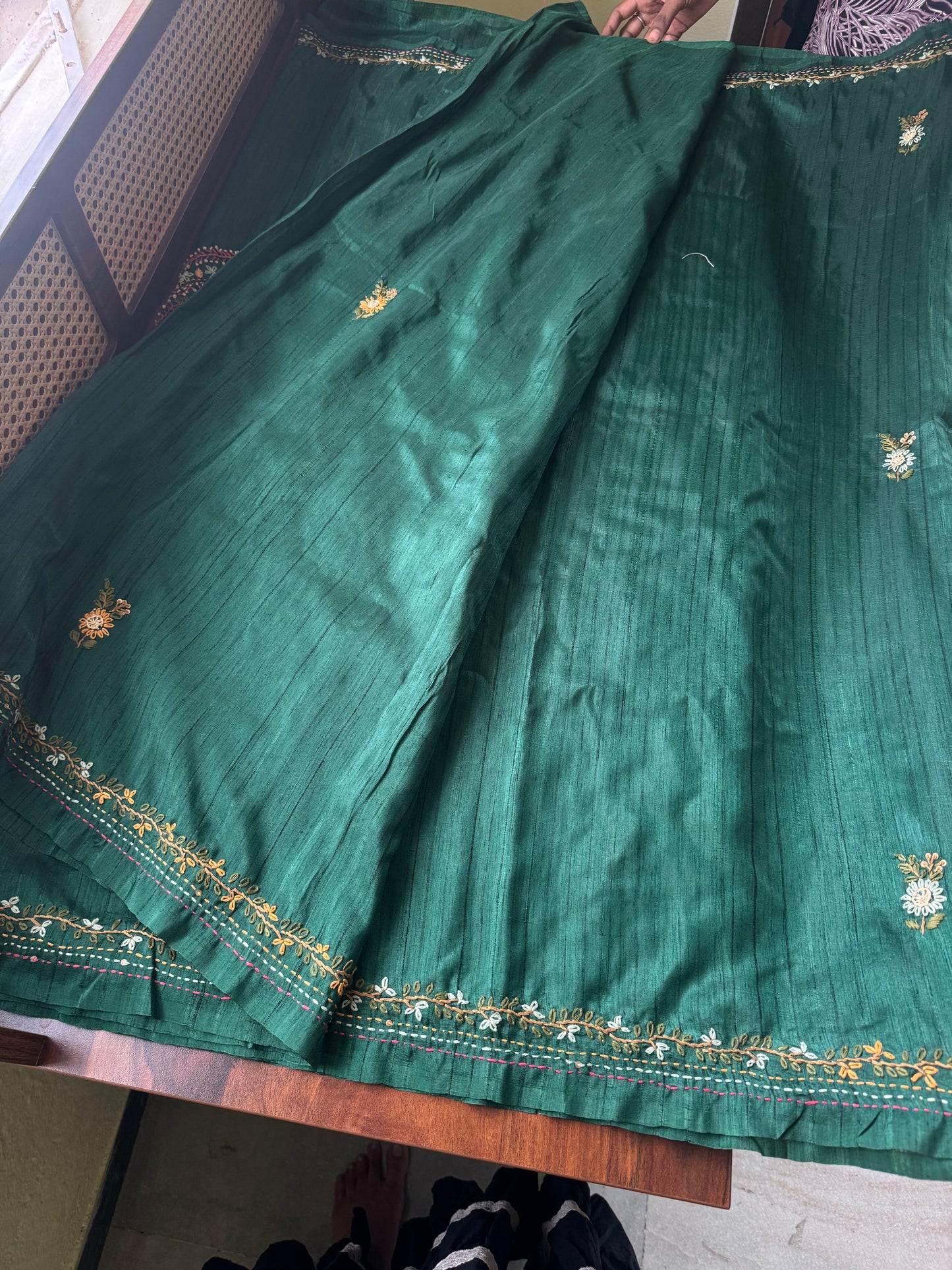 Premium Tussar Blend Saree with Handwork - Green