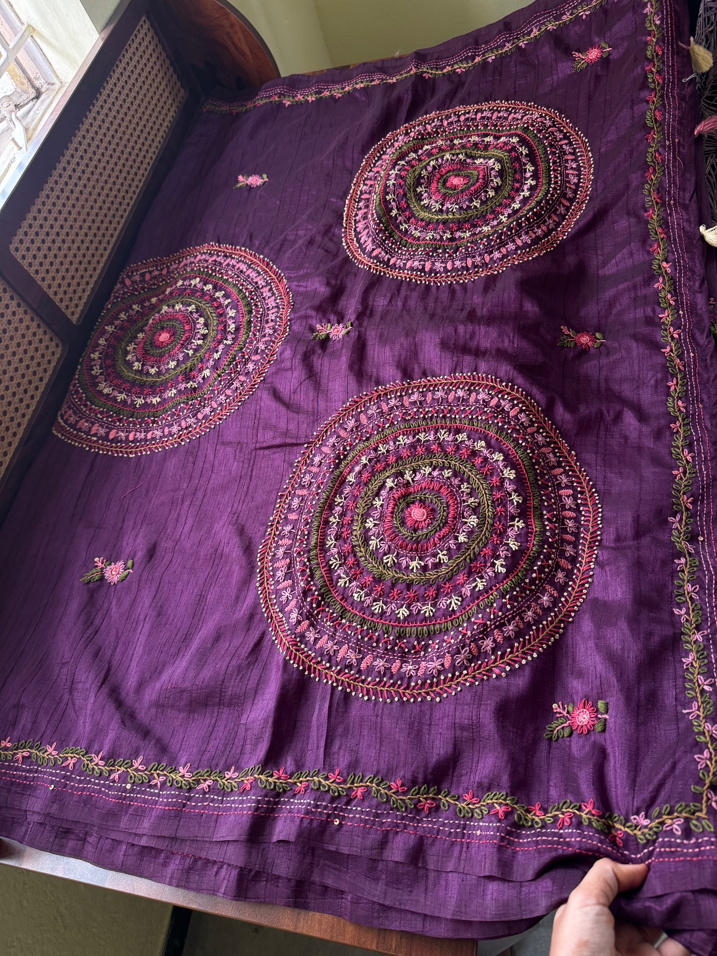 Premium Tussar Blend Saree with Handwork - Purple