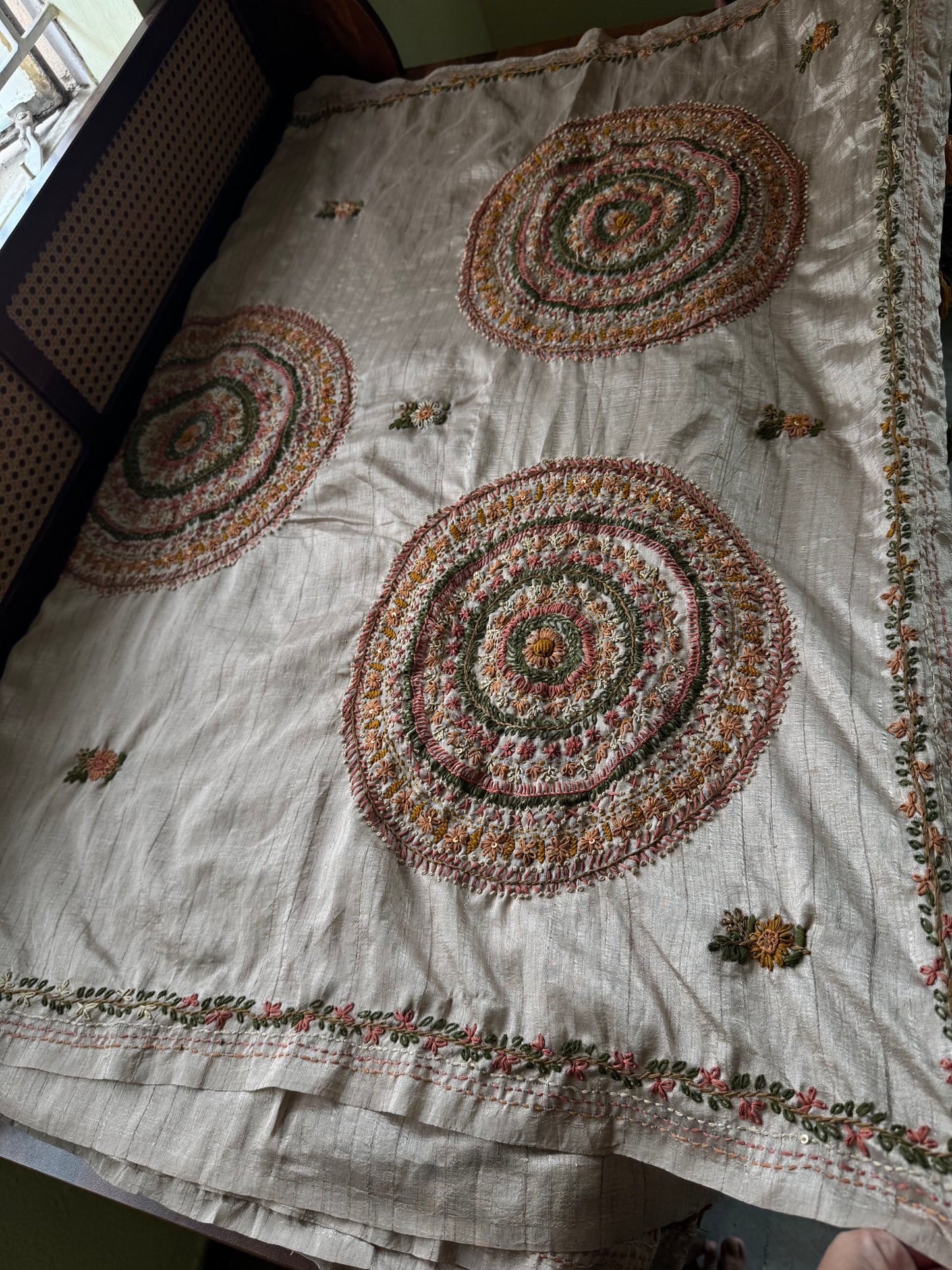 Premium Tussar Blend Saree with Handwork - Beige