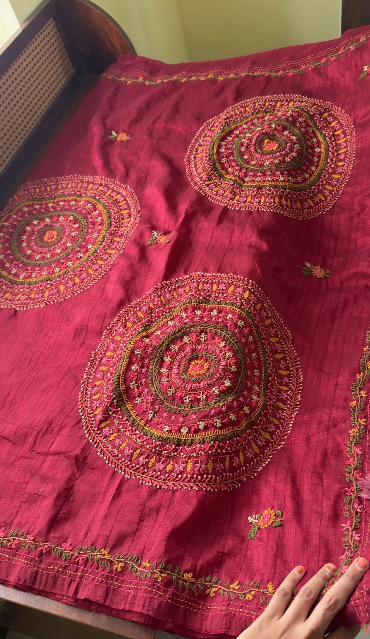 Premium Tussar Blend Saree with Handwork - Maroon