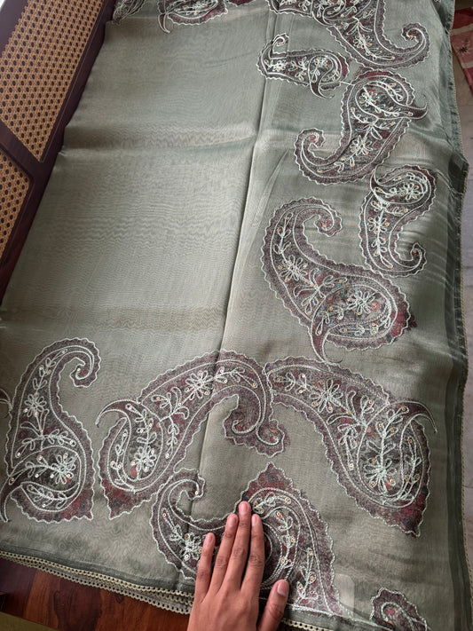 Premium Zari Tissue Saree - Green