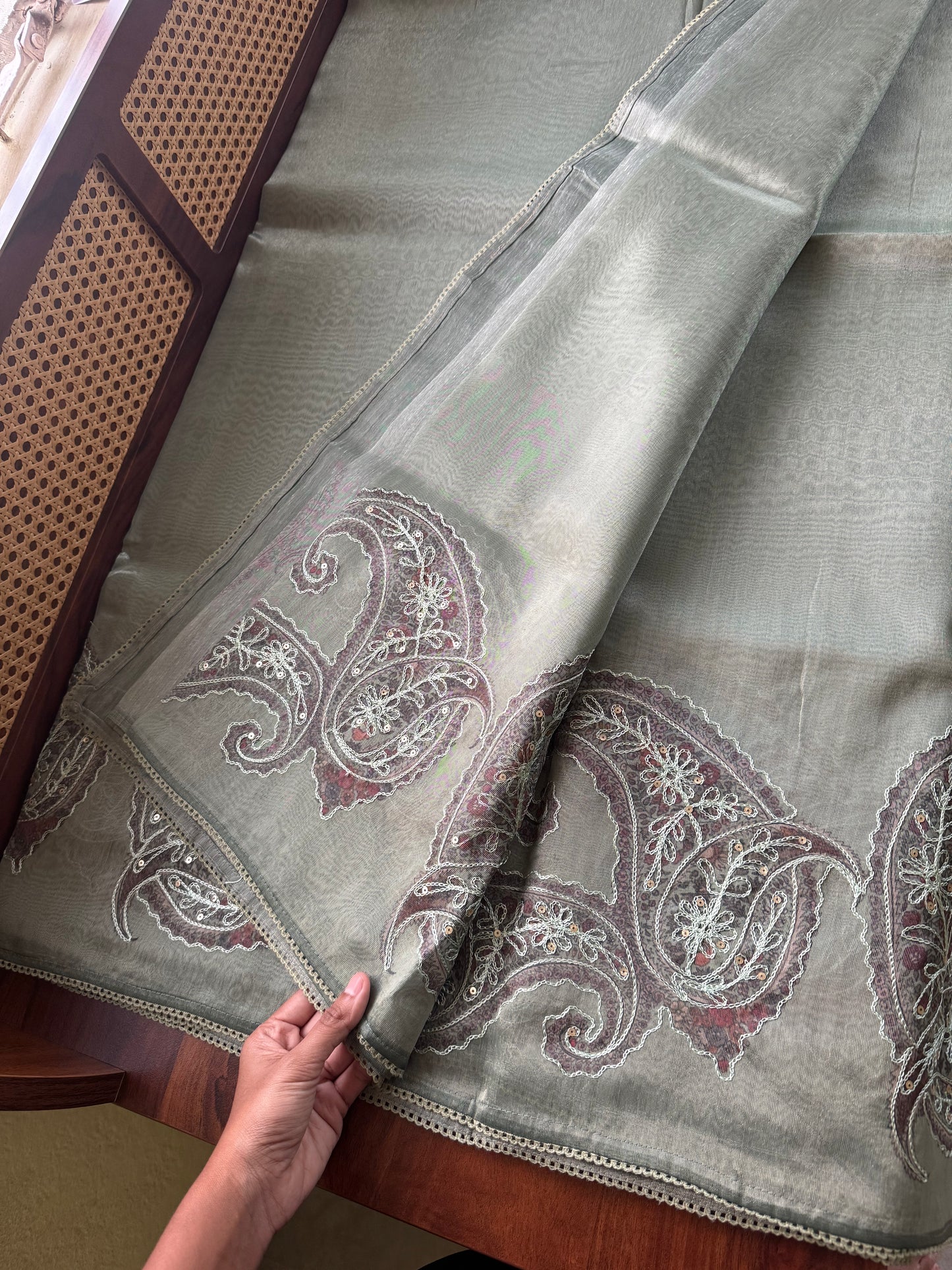 Premium Zari Tissue Saree - Green