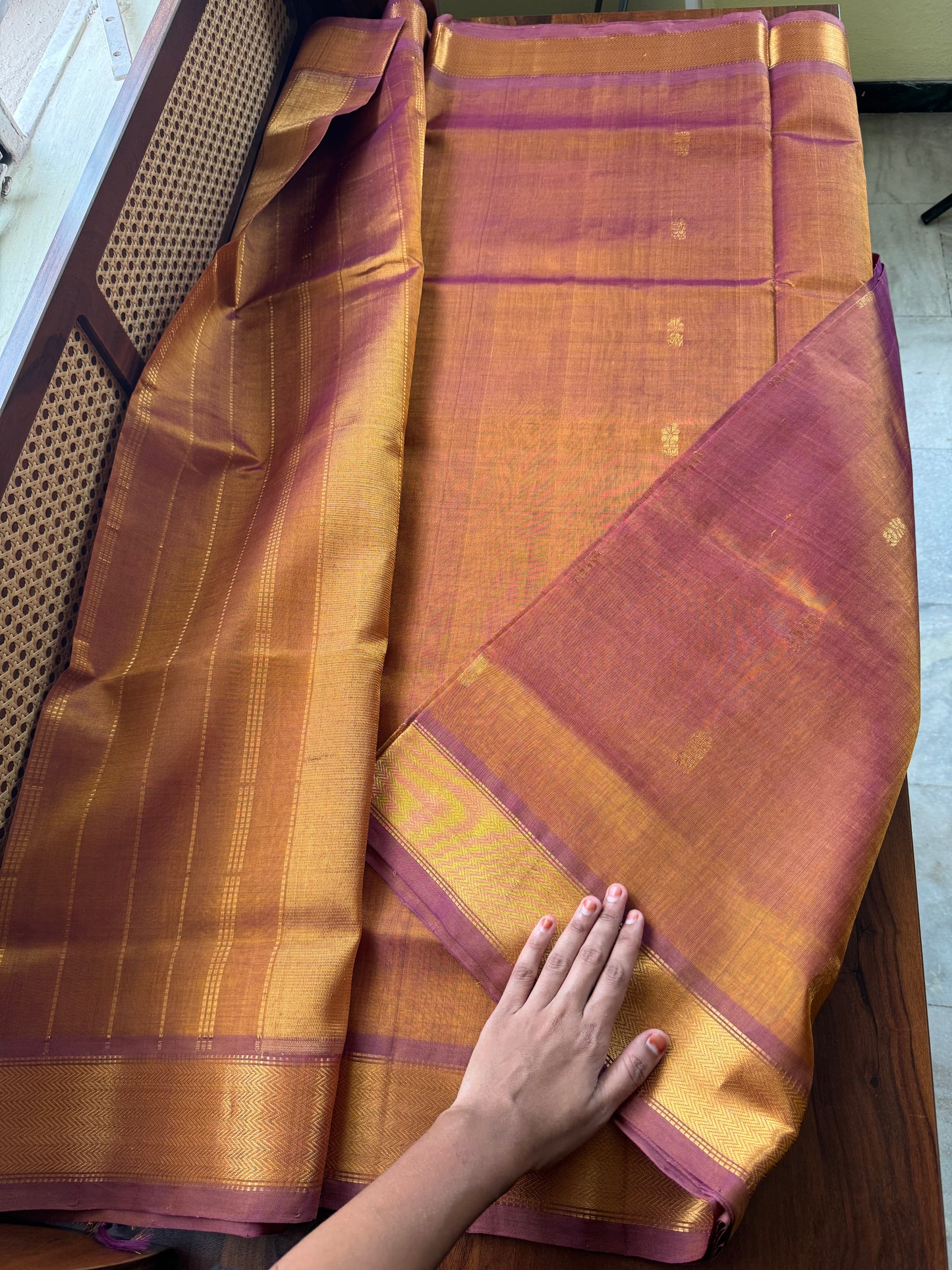 Handloom Pure Silk Cotton Saree - Honey Gold