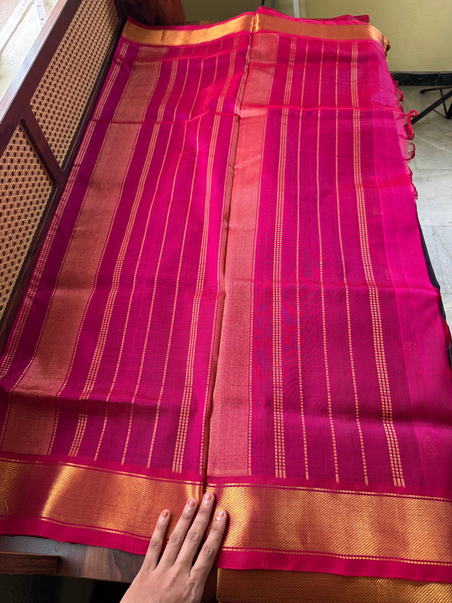 Handloom Pure Silk Cotton Saree - Jamun & Kumkum Pink