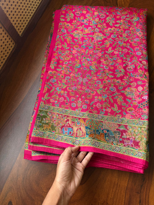 Luxe Pashmina Style Semi Silk Saree - Pink