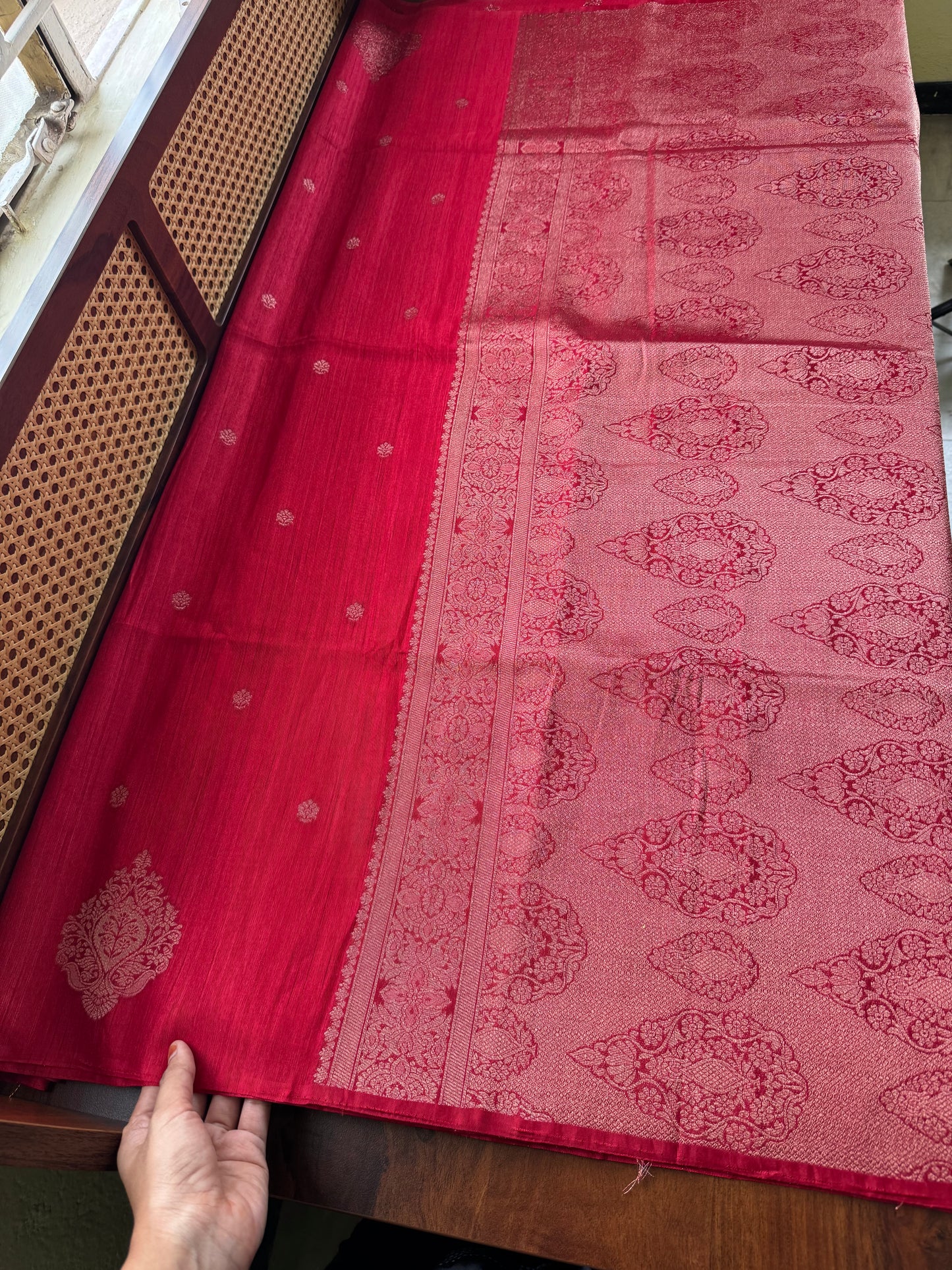 Semi Raw Silk Saree - Red