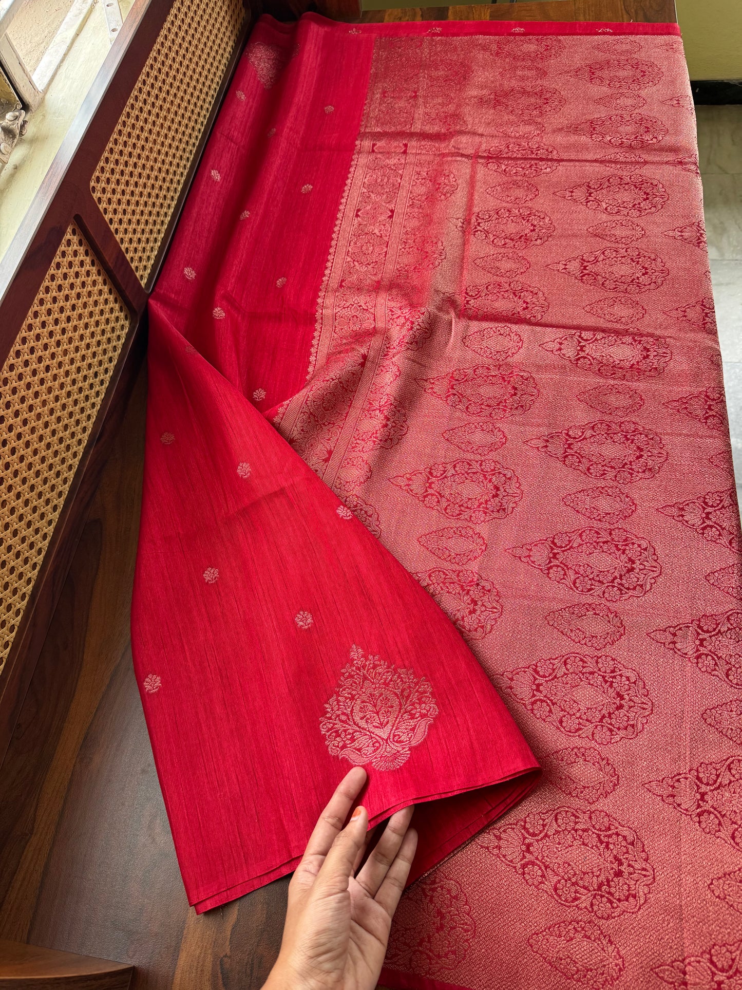 Semi Raw Silk Saree - Red