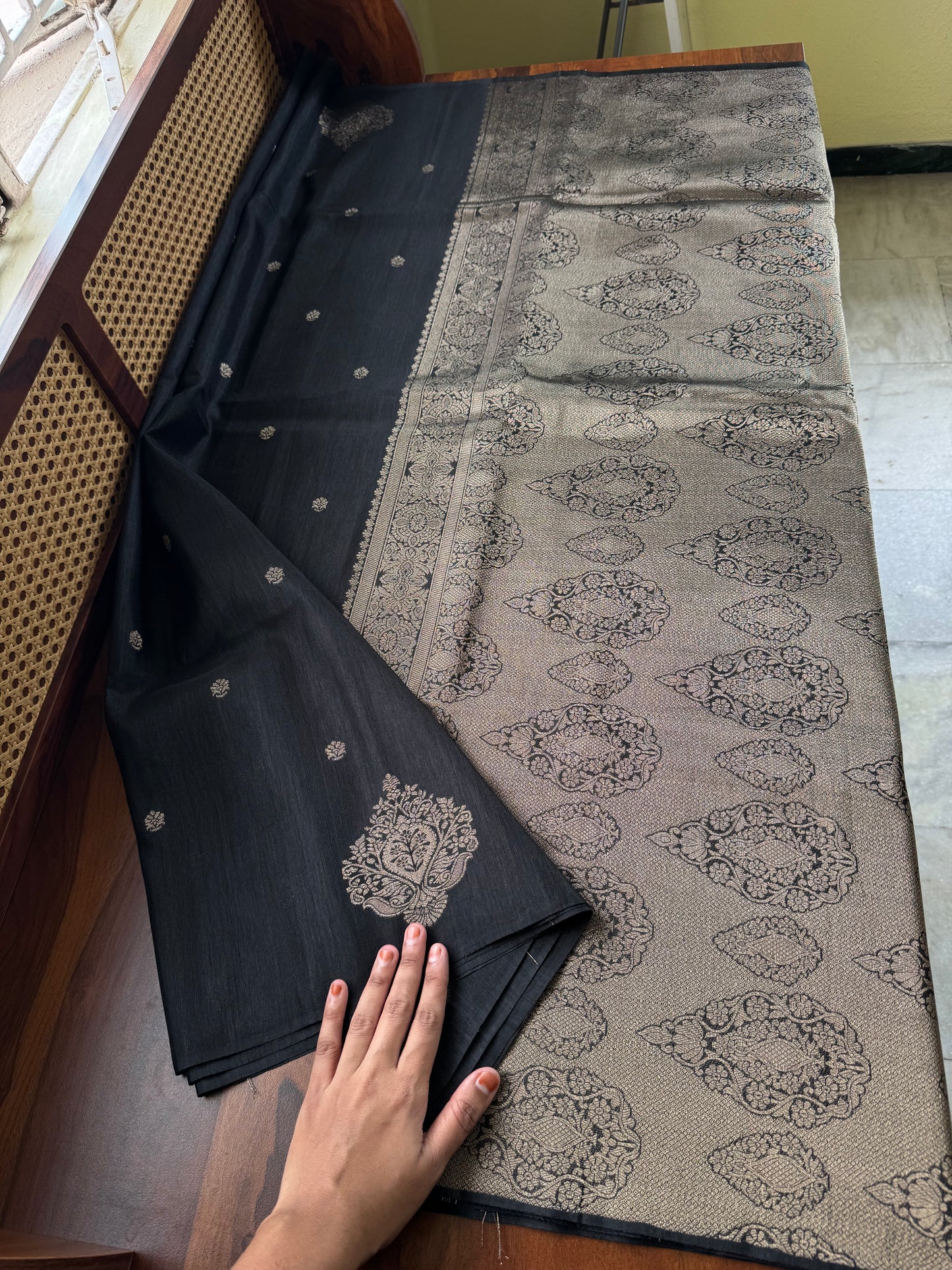 Semi Raw Silk Saree - Black