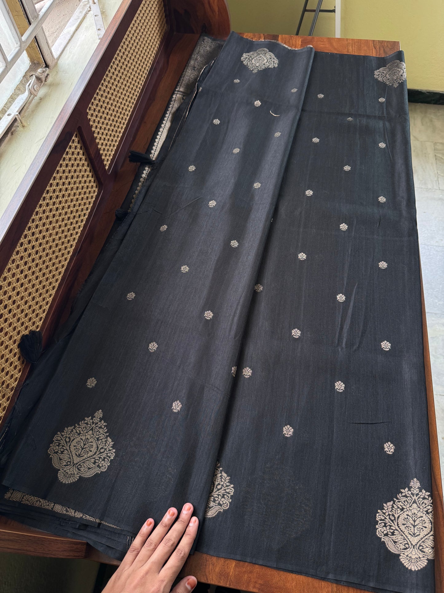 Semi Raw Silk Saree - Black