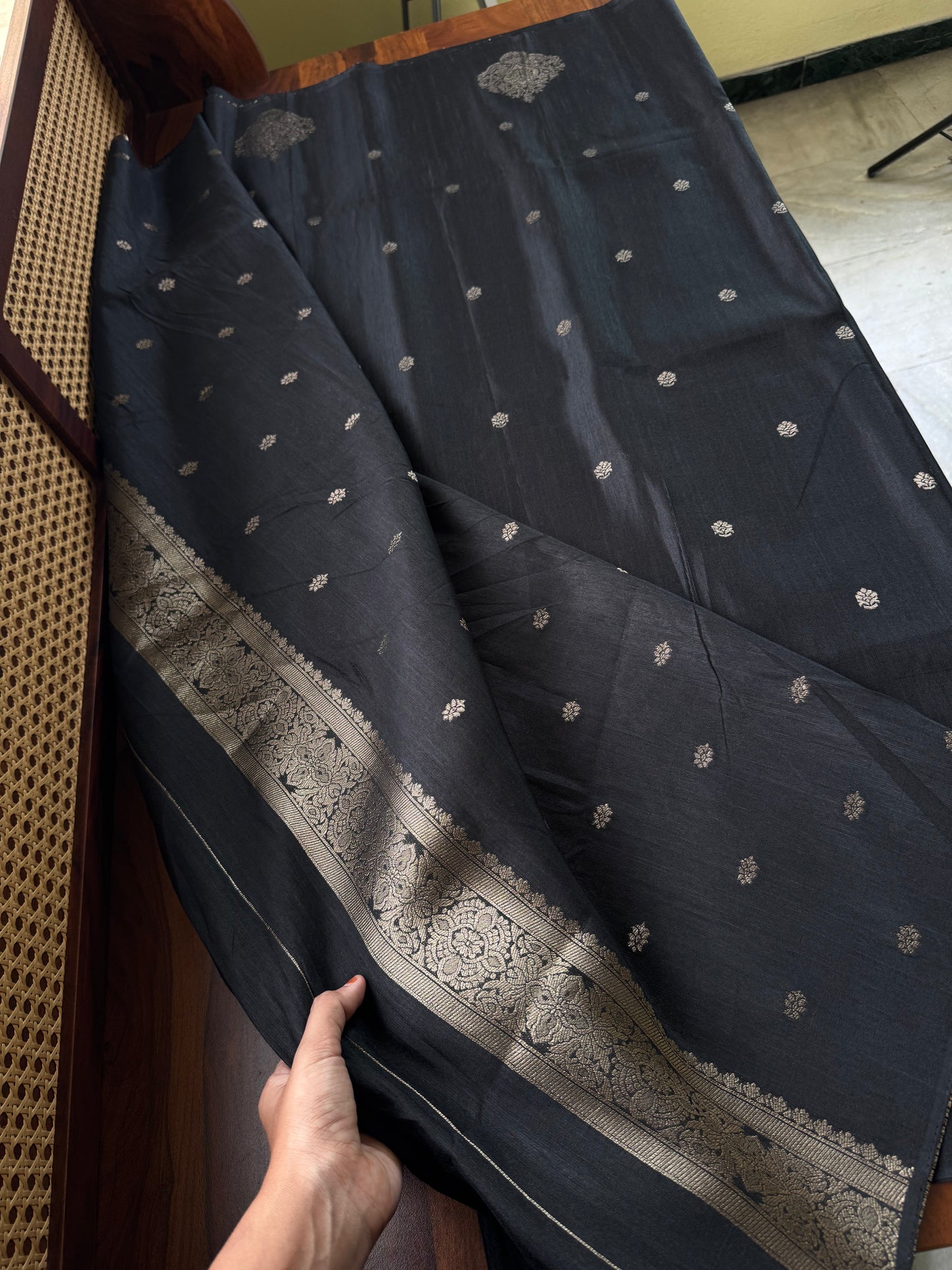 Semi Raw Silk Saree - Black