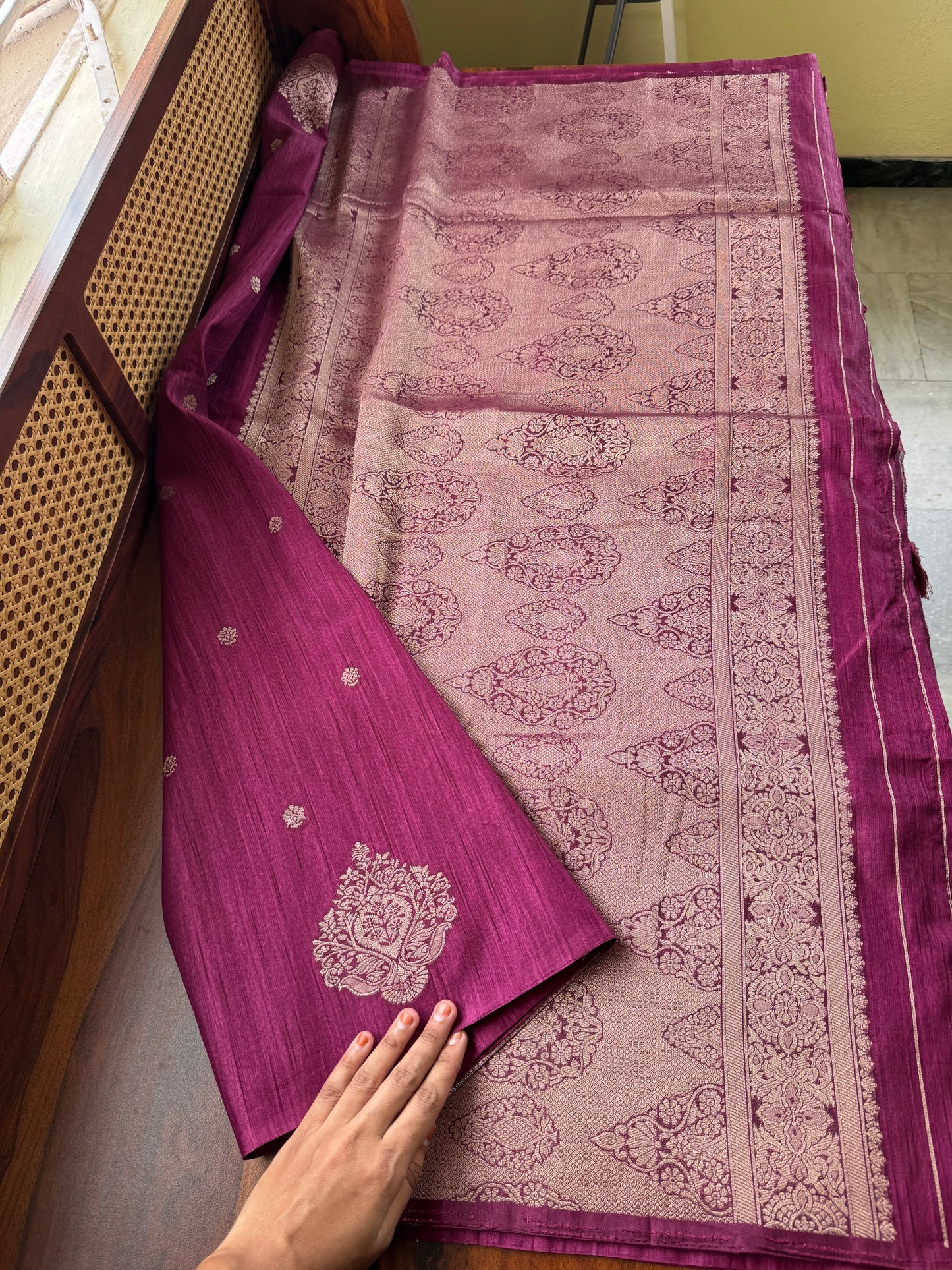 Semi Raw Silk Saree - Magenta