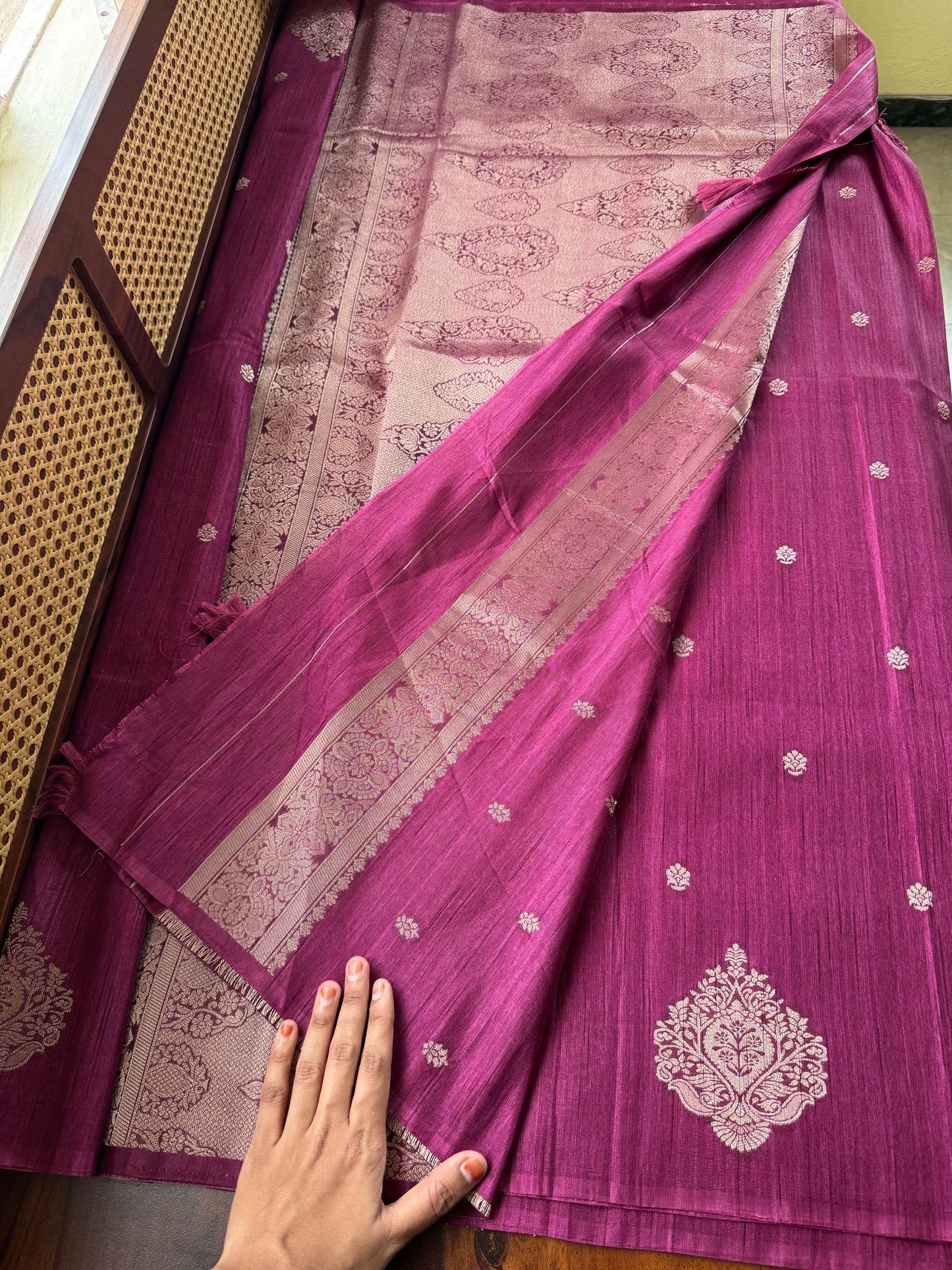 Semi Raw Silk Saree - Magenta