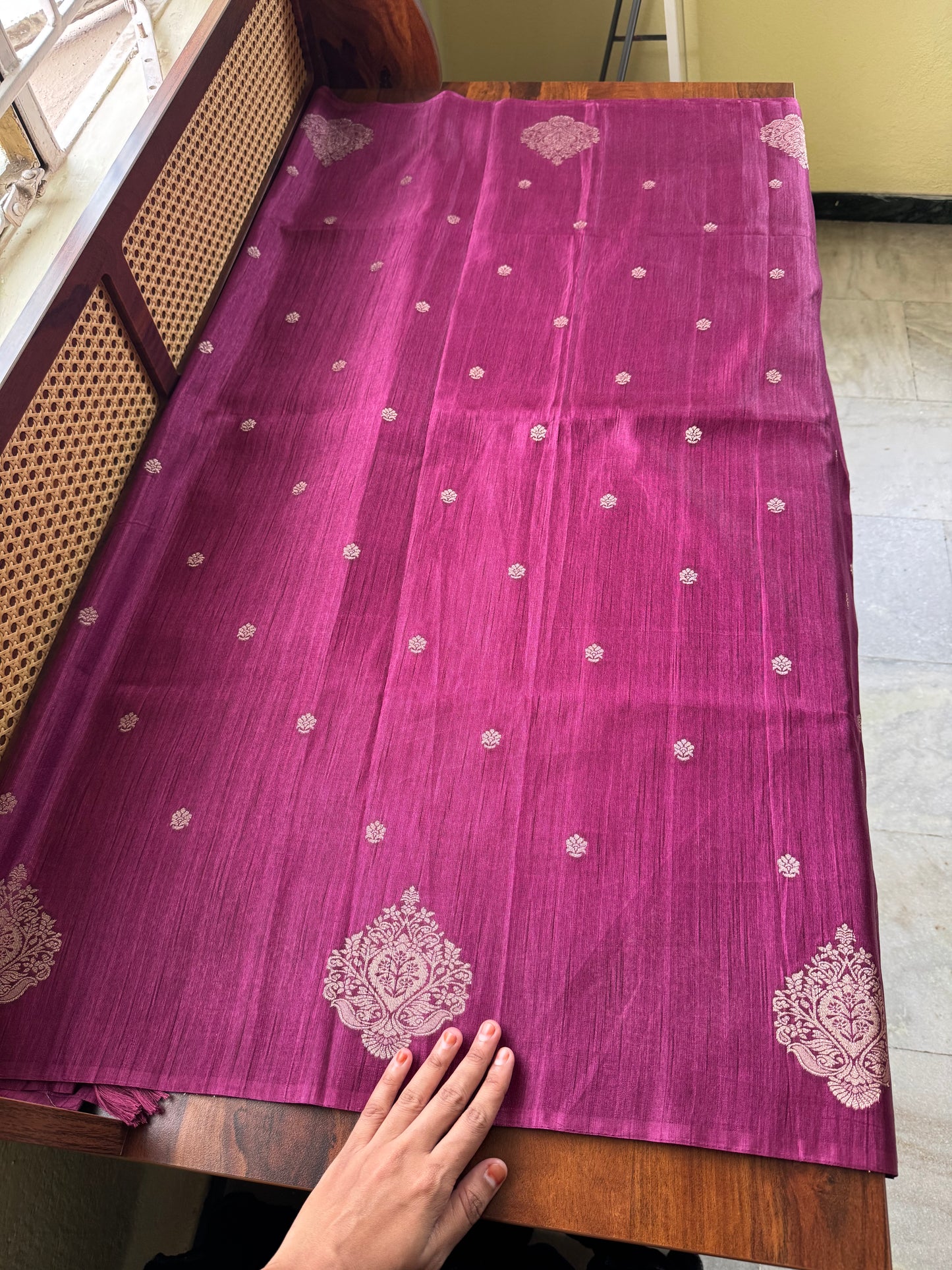 Semi Raw Silk Saree - Magenta