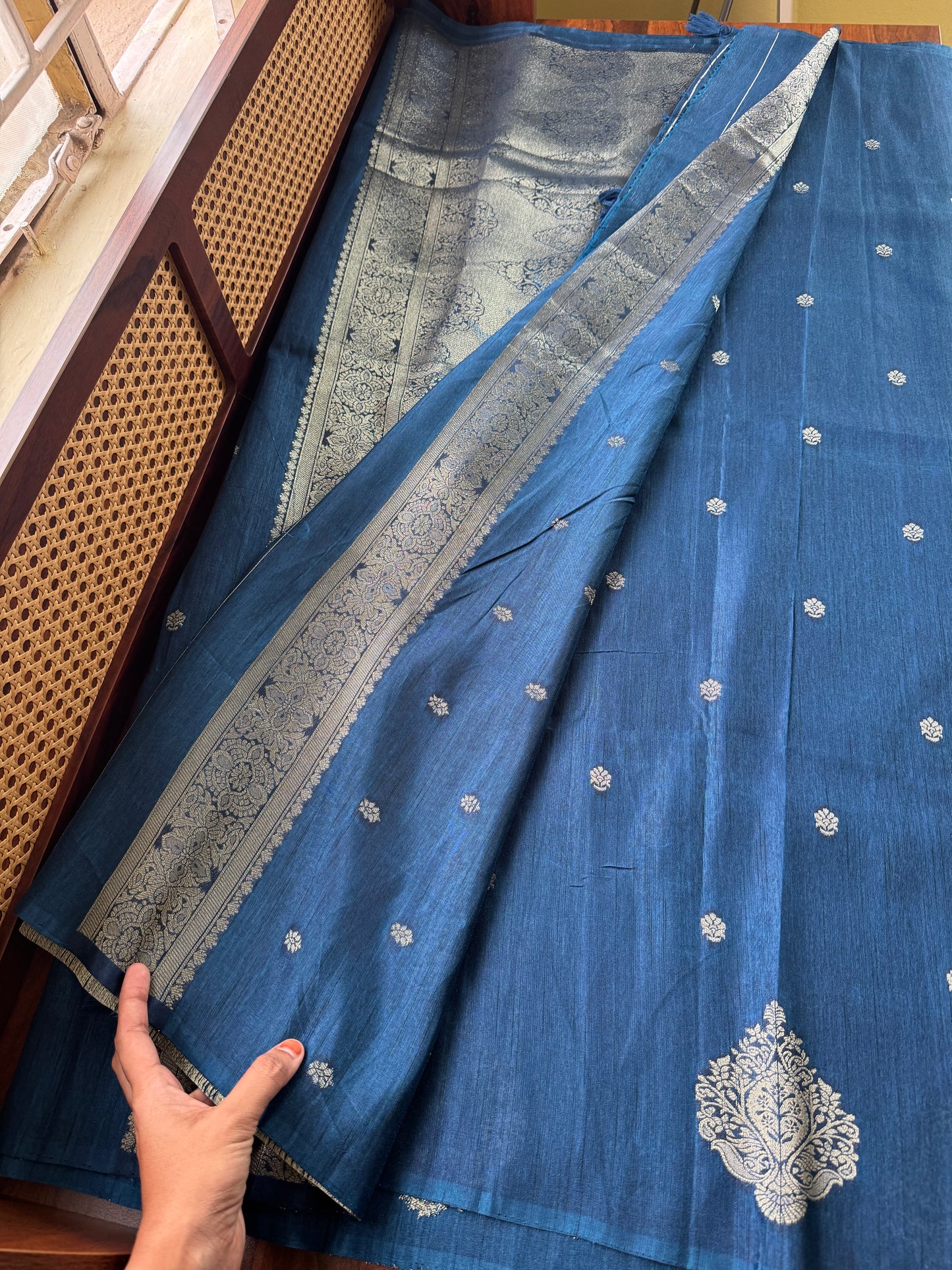 Semi Raw Silk Saree - Blue