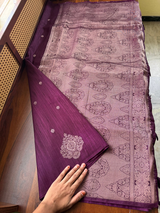 Semi Raw Silk Saree - Purple