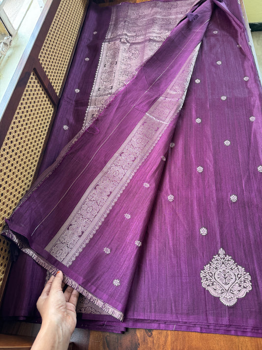 Semi Raw Silk Saree - Purple