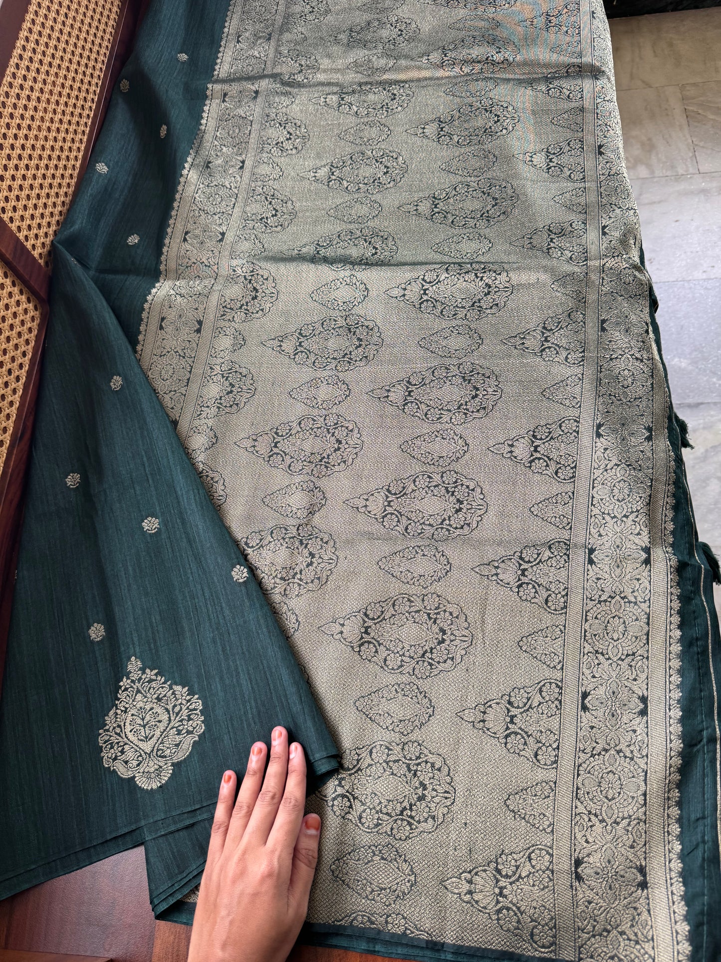 Semi Raw Silk Saree - Green