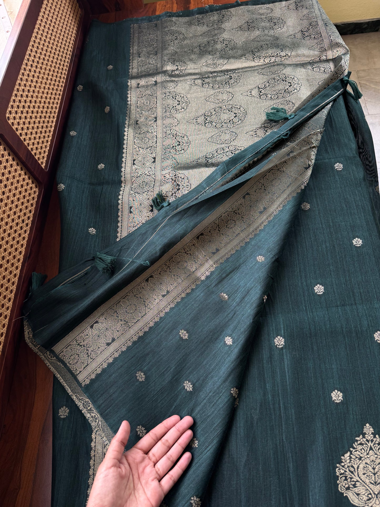 Semi Raw Silk Saree - Green