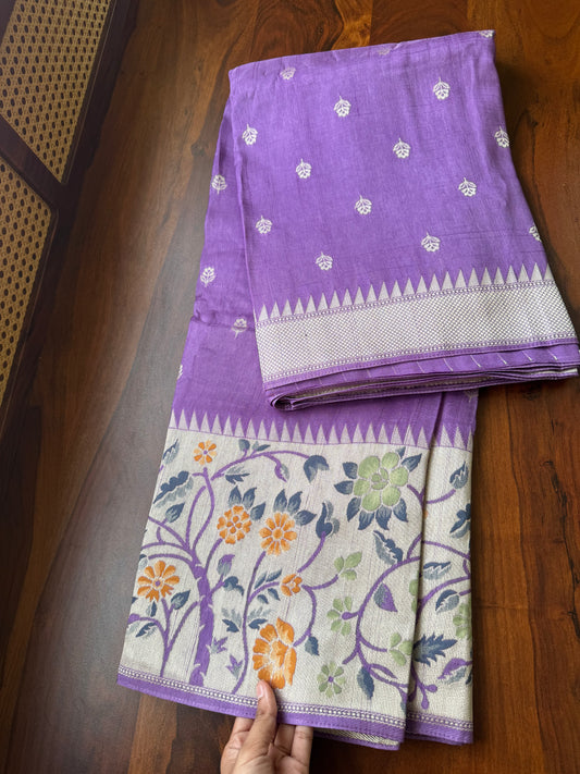 Tussar Georgette Semi Silk Saree - Lavender