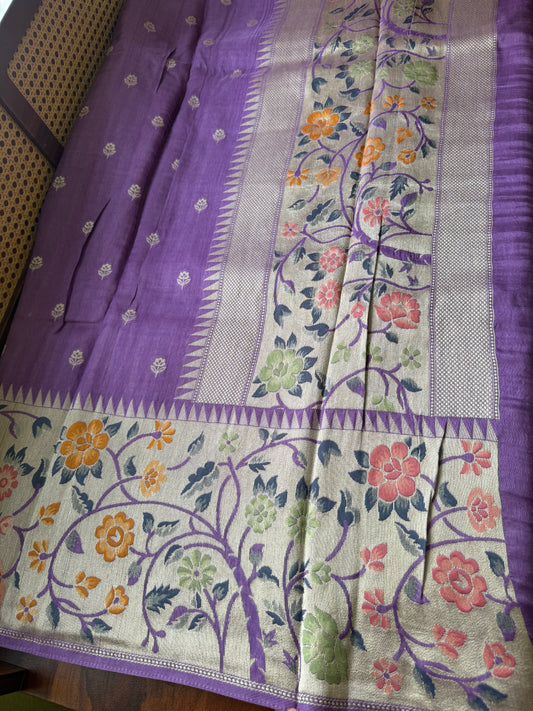 Tussar Georgette Semi Silk Saree - Lavender