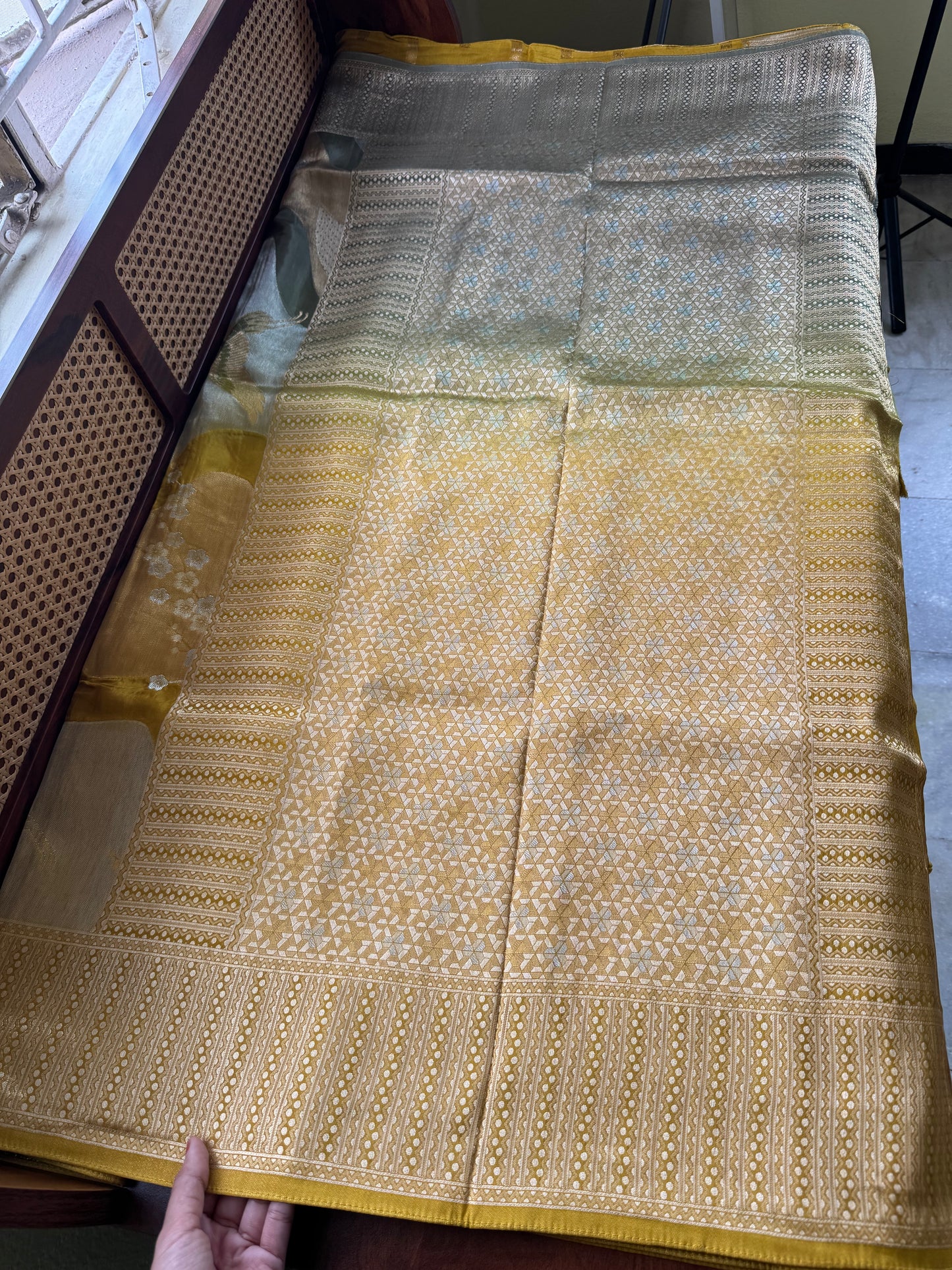 Soft Semi Silk Saree - Yellow Green