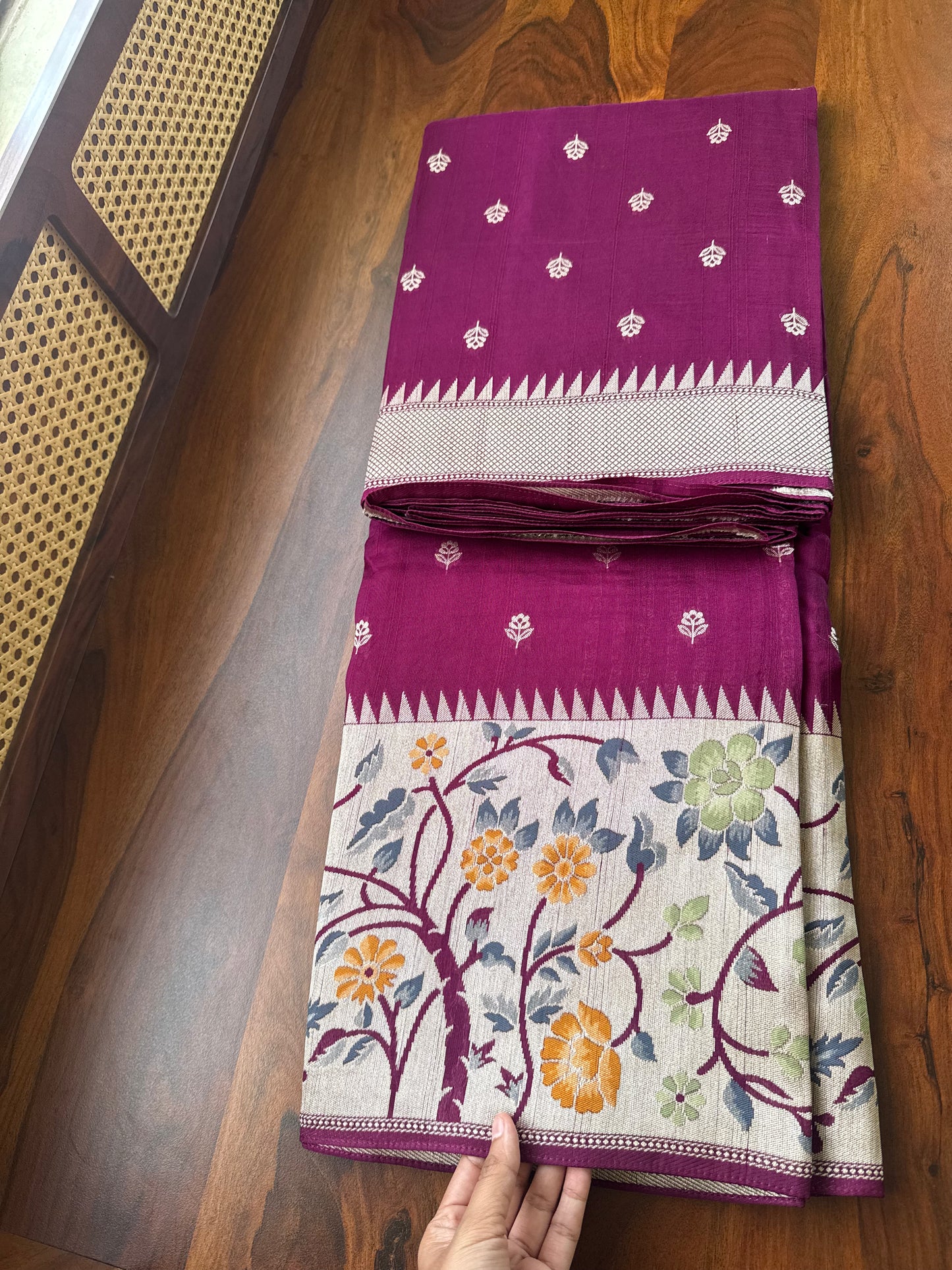 Tussar Georgette Semi Silk Saree - Wine Purple
