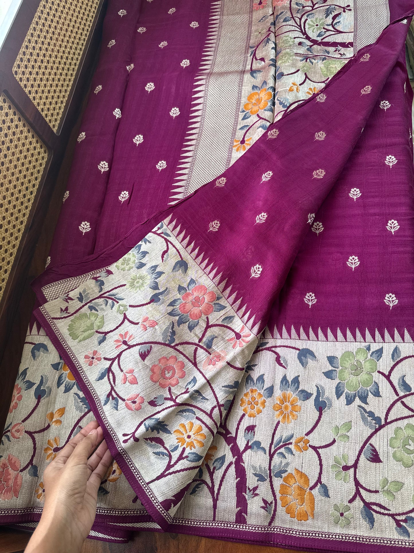 Tussar Georgette Semi Silk Saree - Wine Purple
