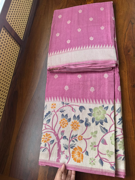 Tussar Georgette Semi Silk Saree - Lilac