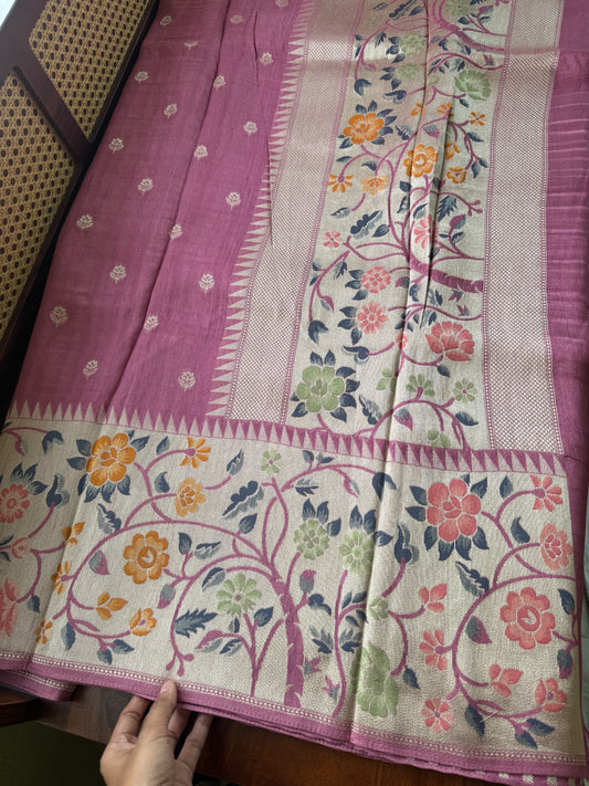 Tussar Georgette Semi Silk Saree - Lilac