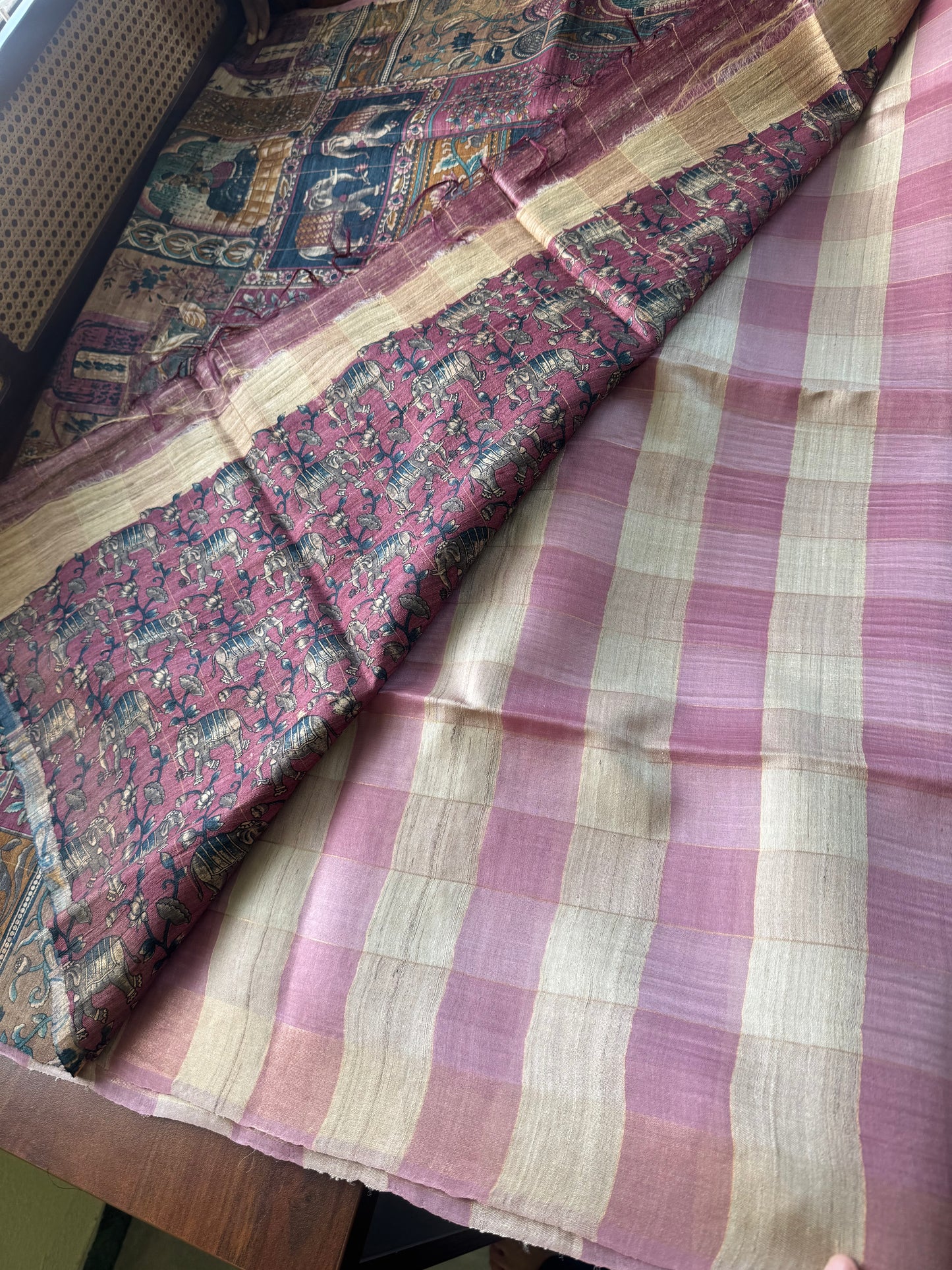 Pure Tussar Organza Saree - Pink