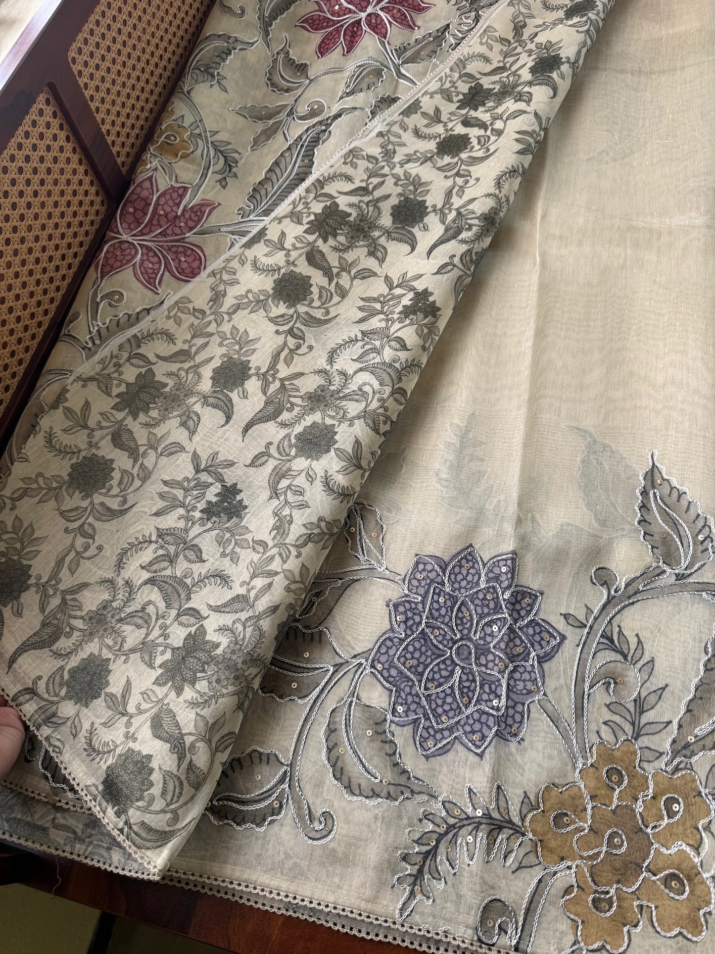 Premium Zari Tissue Saree - Beige