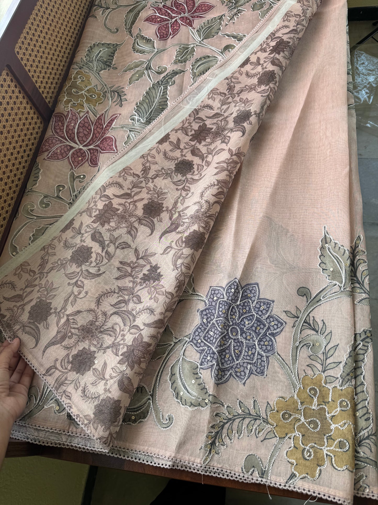 Premium Zari Tissue Saree - Pastel Peach