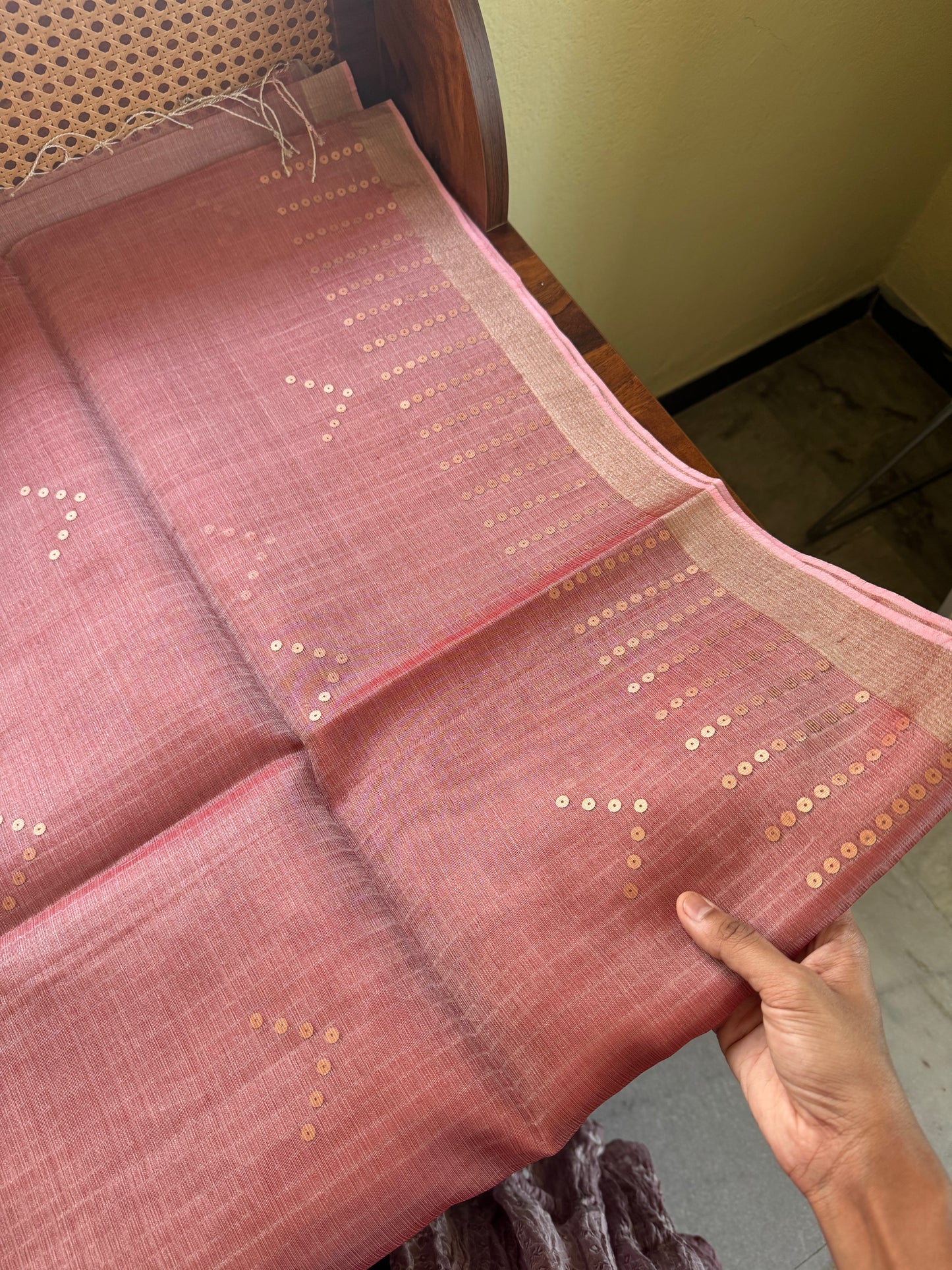 Pure Kora Jamdhani Saree - Pink