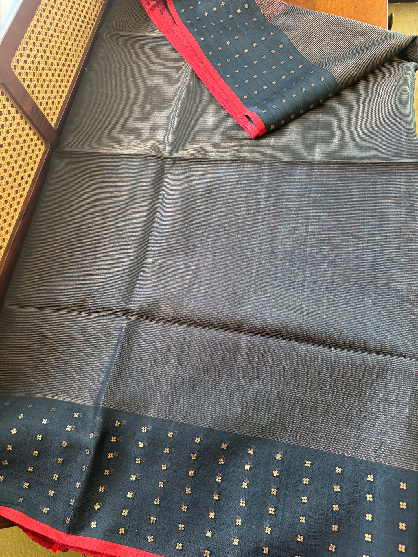 Pure Kora Jamdhani Saree - Blue