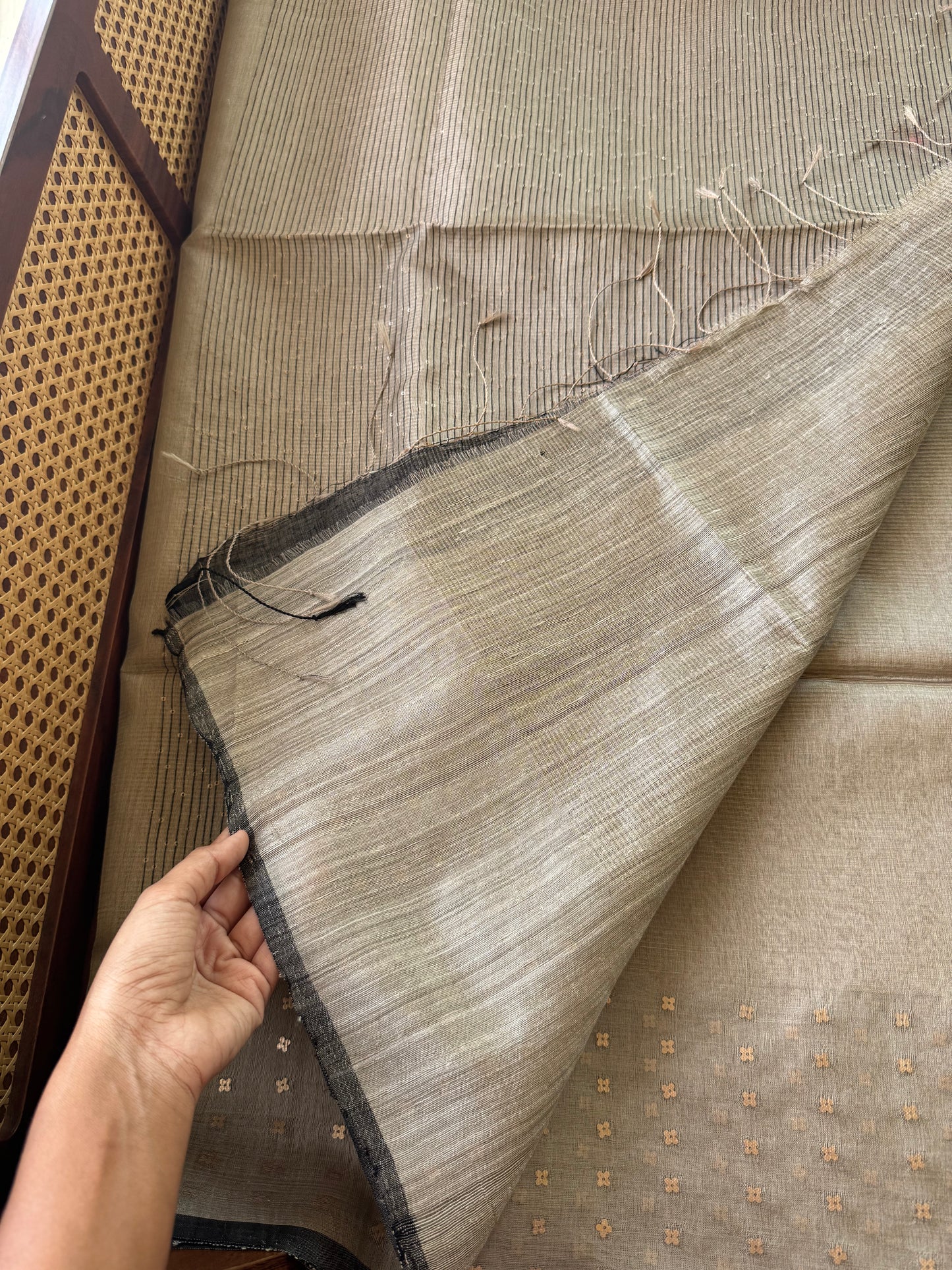 Pure Kora Jamdhani Saree - Grey