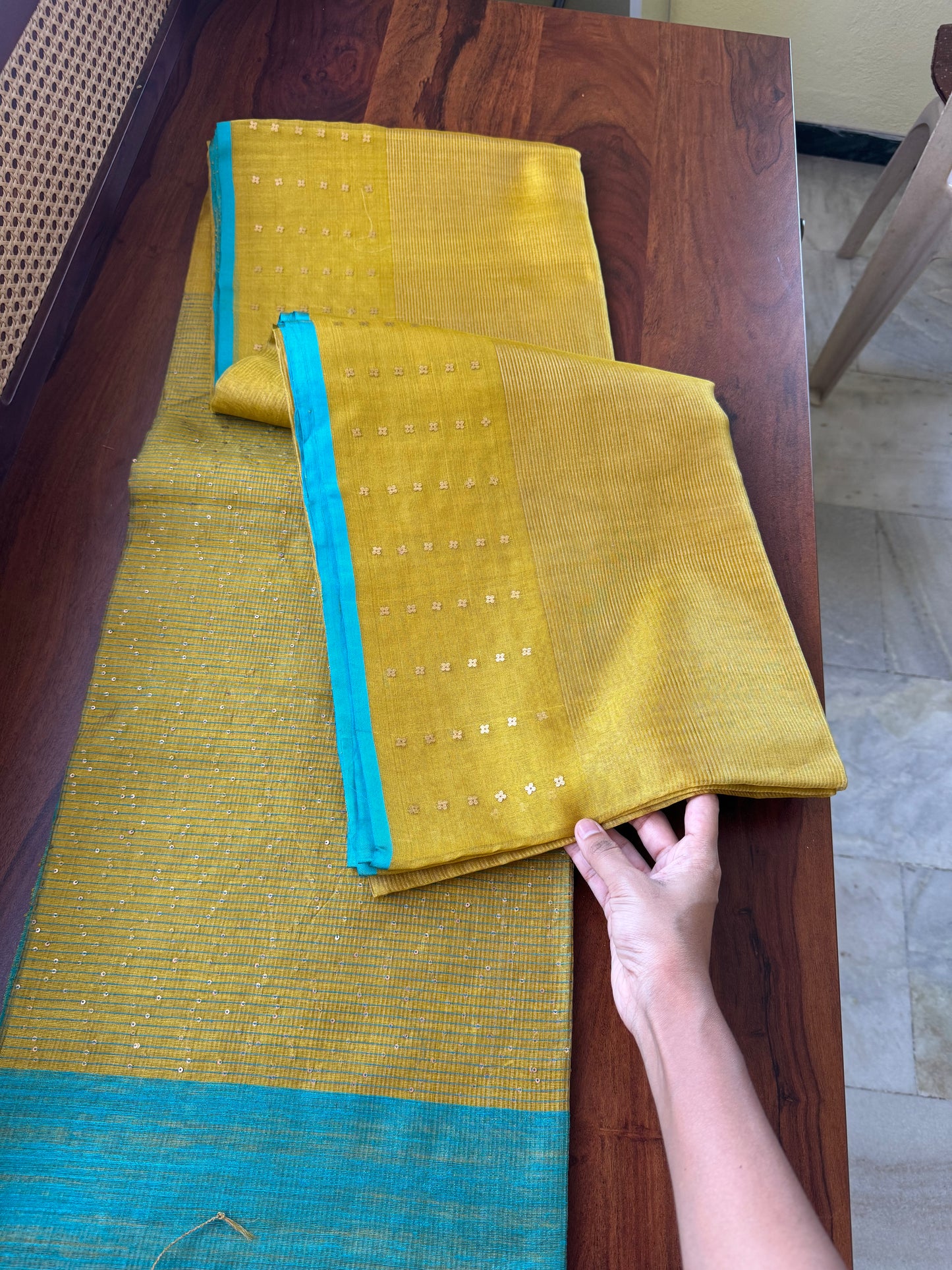 Pure Kora Jamdhani Saree - Green