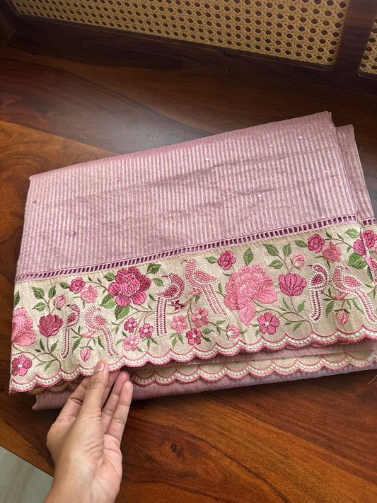 Tissue Saree - Lilac