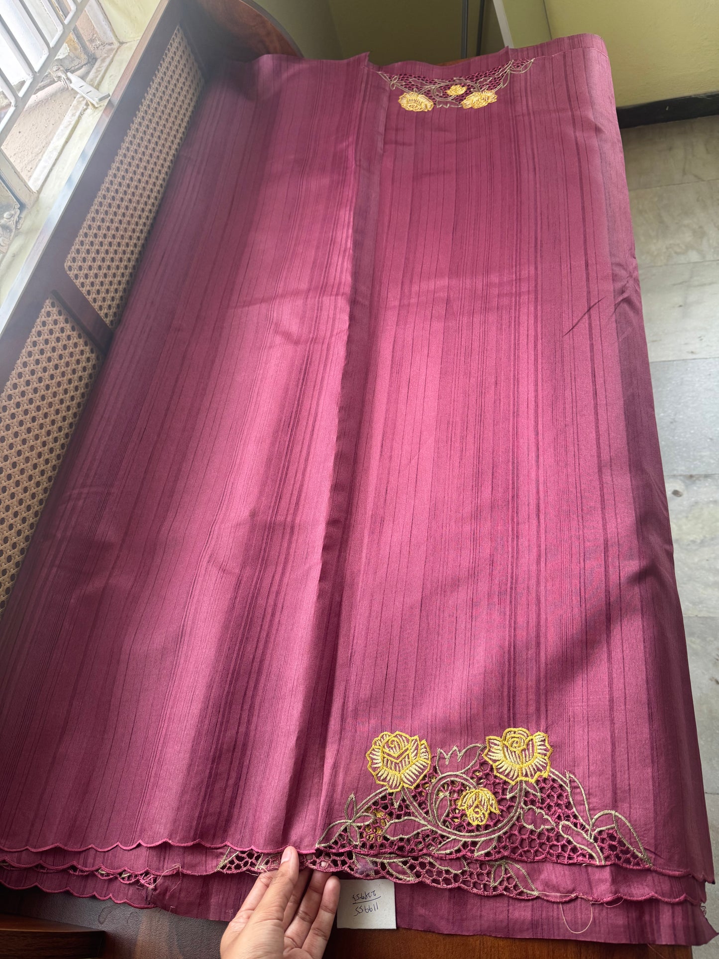 Cutwork Tussar Blend Saree - Magenta