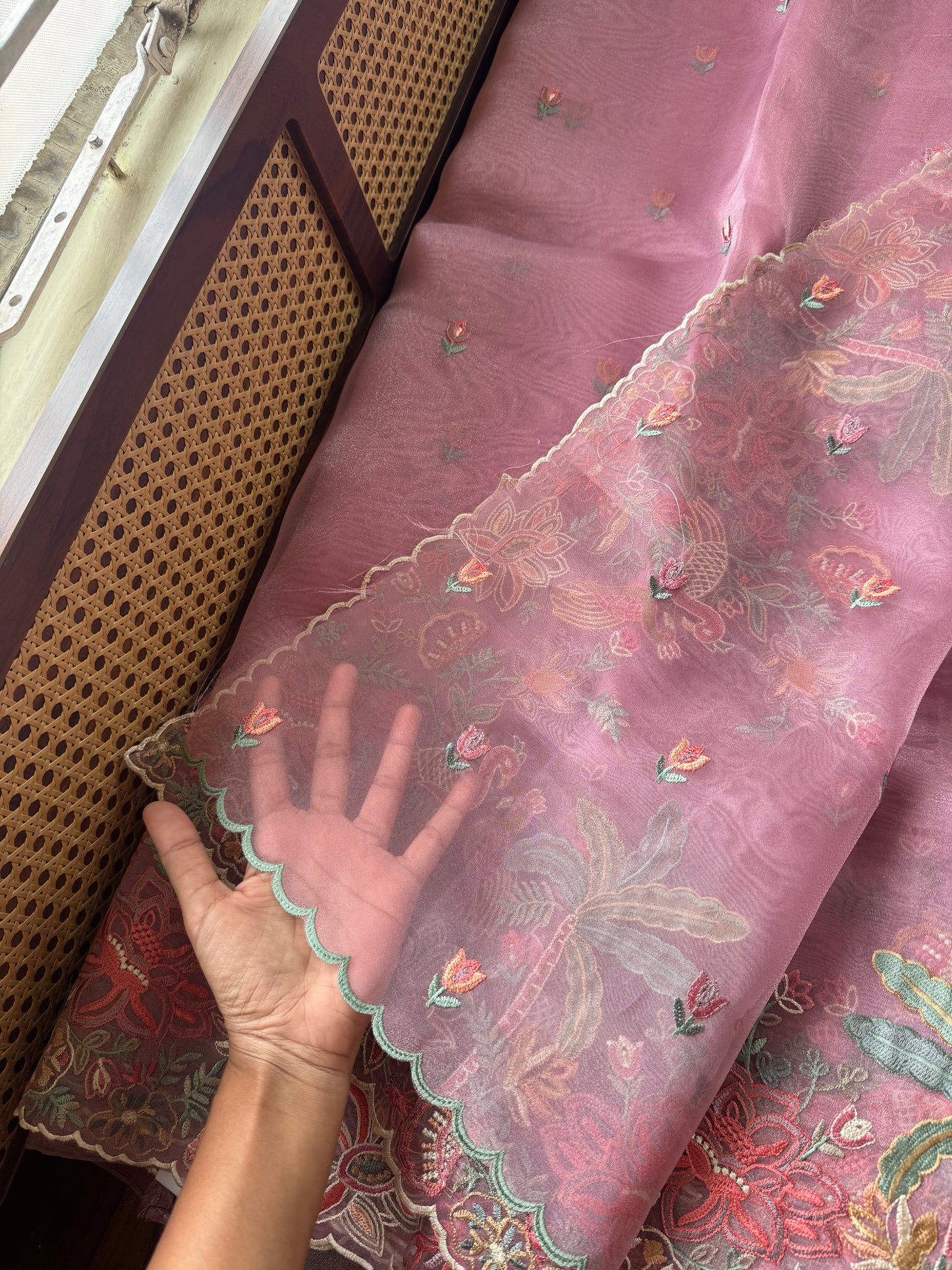 Delicate Tissue Organza Saree - Lilac