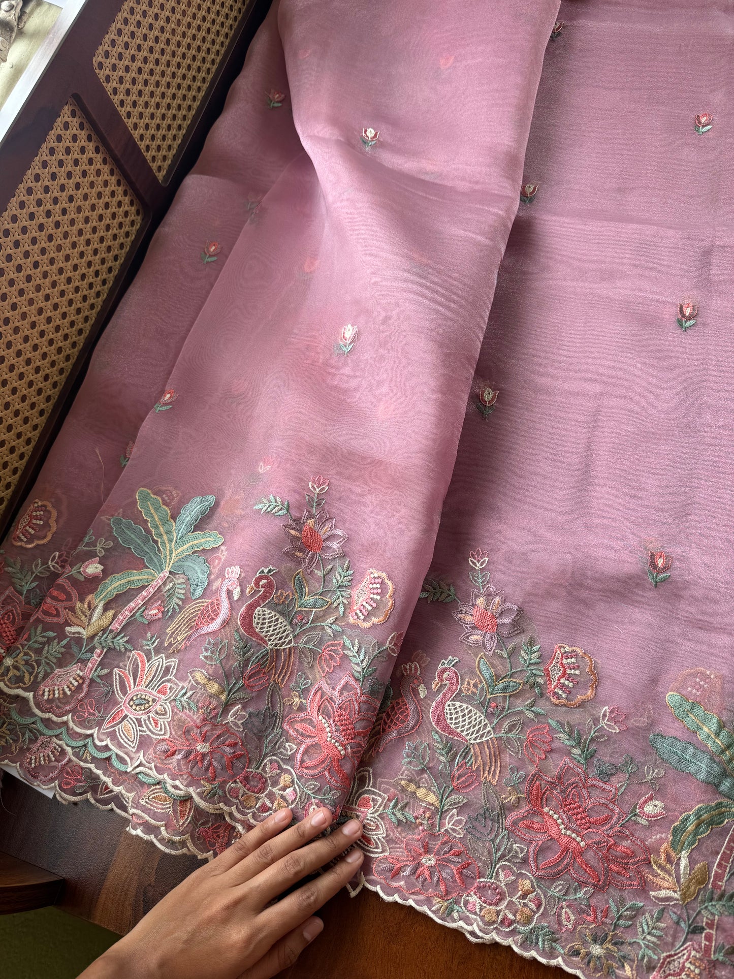 Delicate Tissue Organza Saree - Lilac