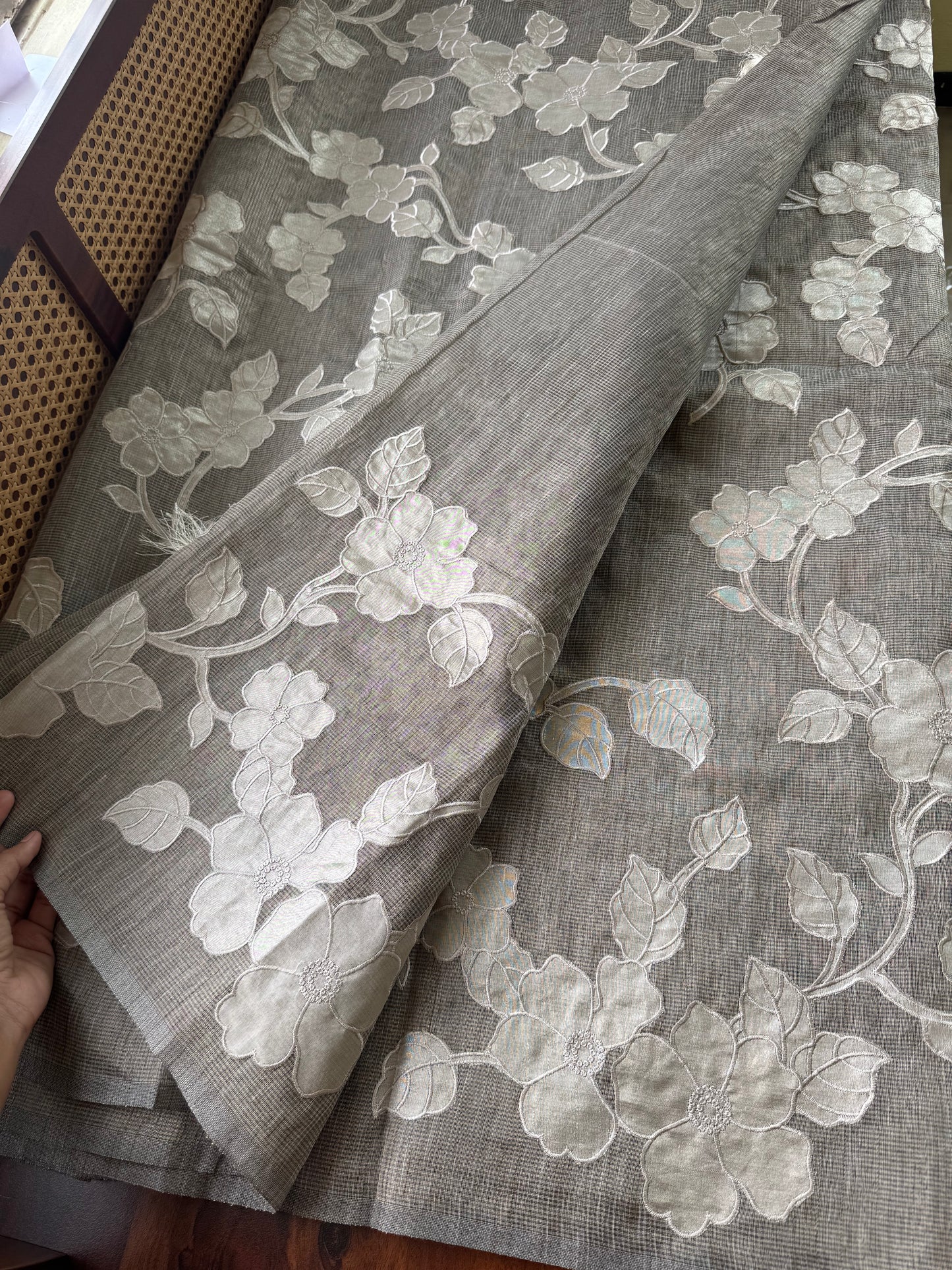 Tissue Applique Sarees - Grey