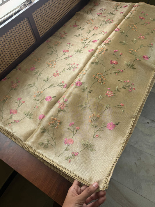 Floral Tissue Saree -Metallic Yellow